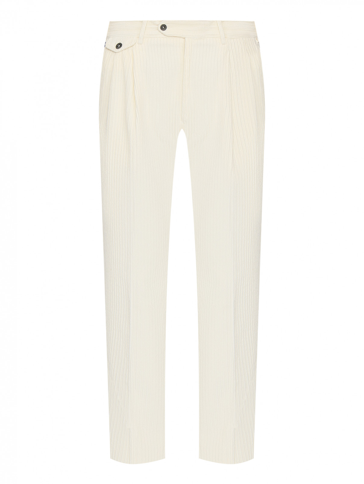 Вельветовые брюки со стрелками LARDINI  –  Общий вид  – Цвет:  Белый