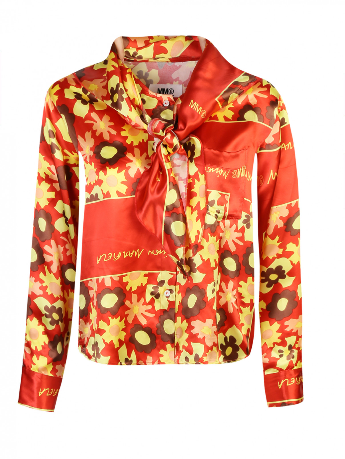 Блуза из вискозы, с цветочным узором MM6  –  Общий вид  – Цвет:  Мультиколор