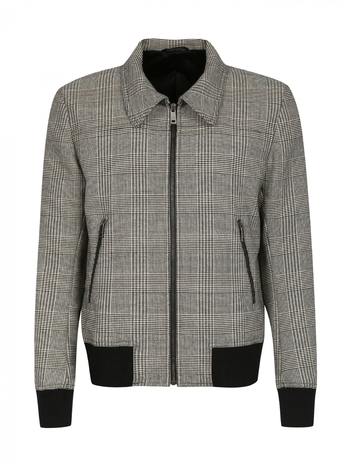 Куртка из шерсти с узором "клетка" Jil Sander  –  Общий вид  – Цвет:  Серый