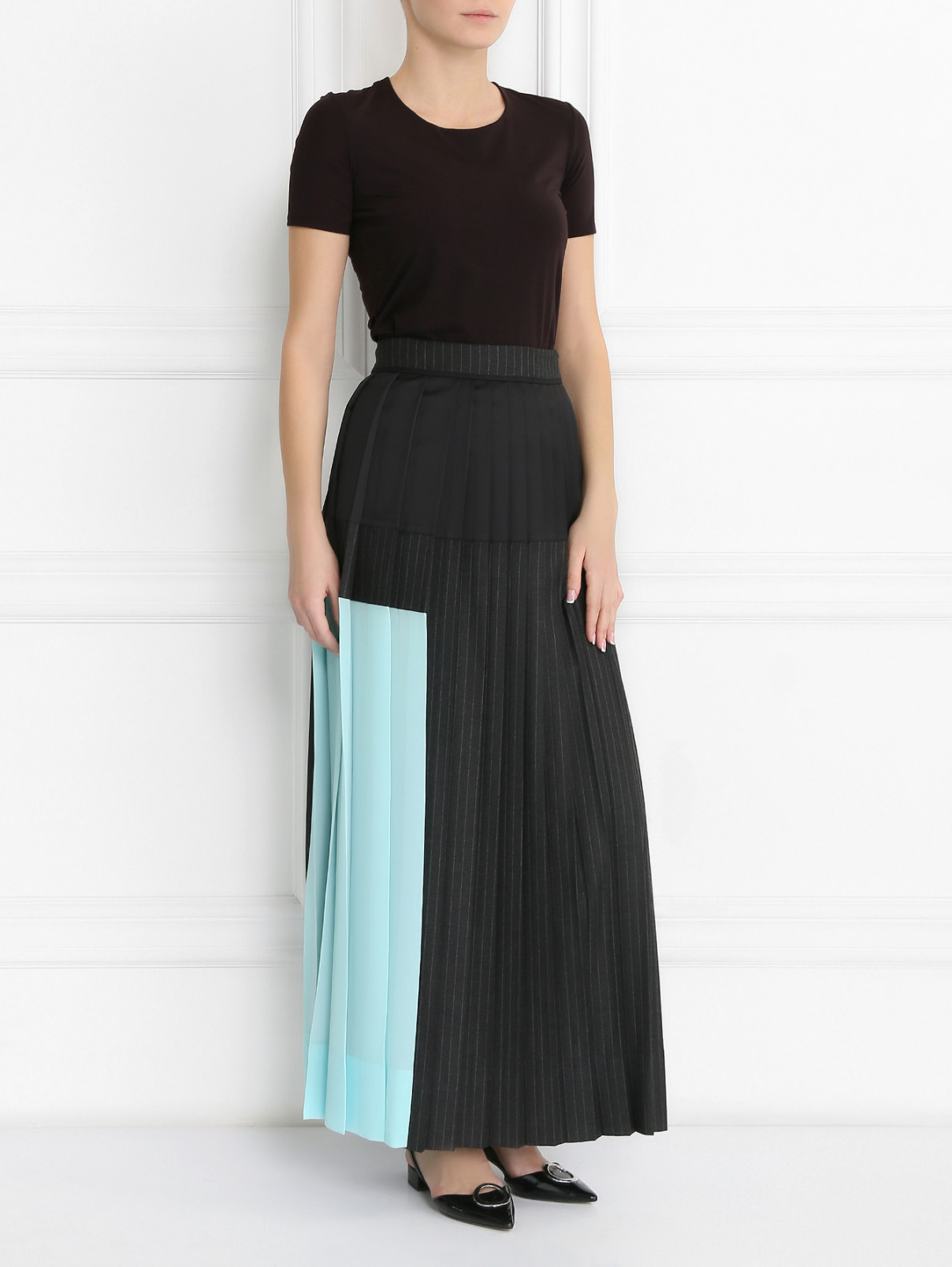 Плиссированная юбка-макси Antonio Marras  –  Модель Общий вид  – Цвет:  Черный