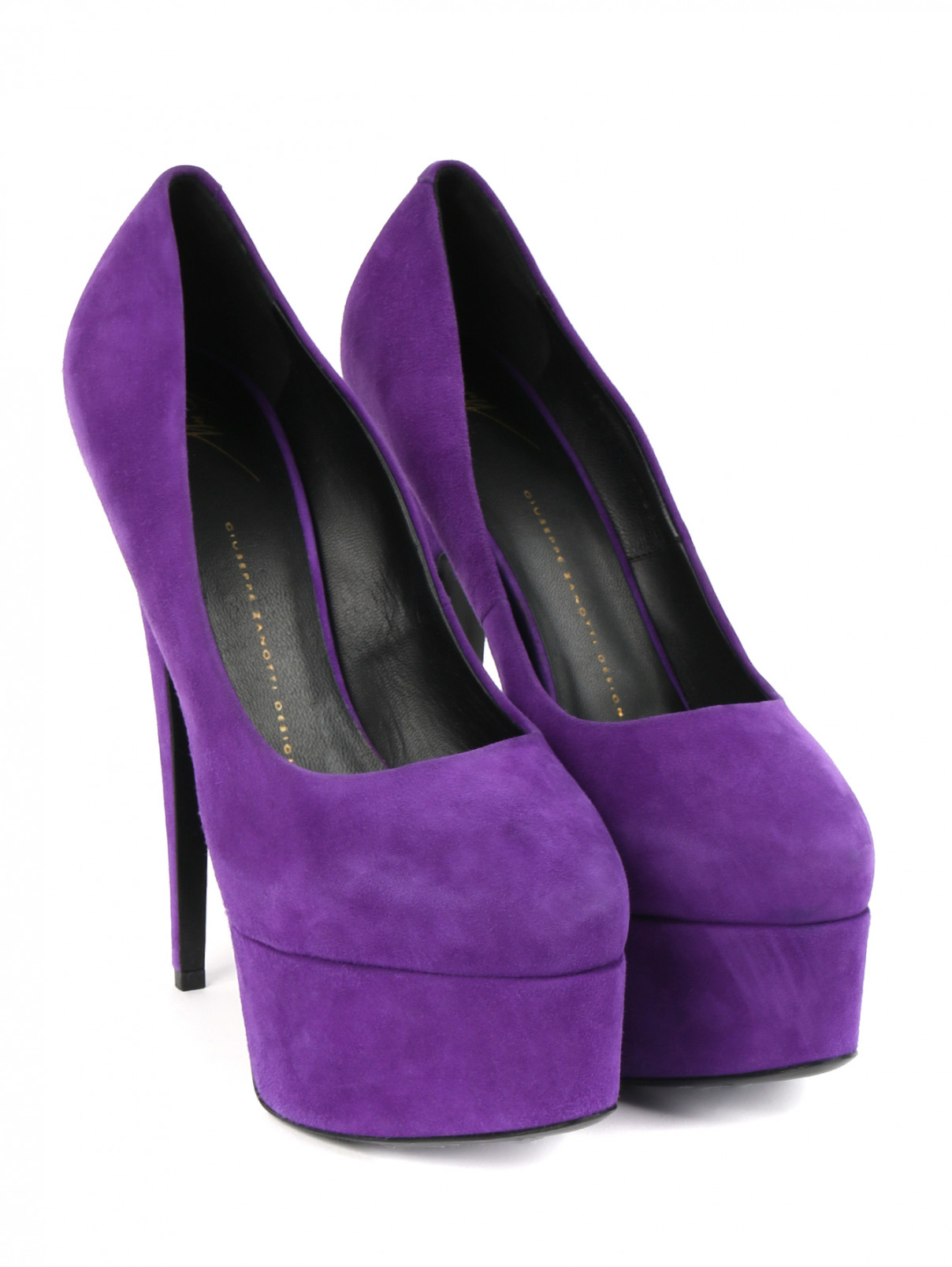 Туфли из замши на высоком каблуке Giuseppe Zanotti  –  Общий вид  – Цвет:  Фиолетовый