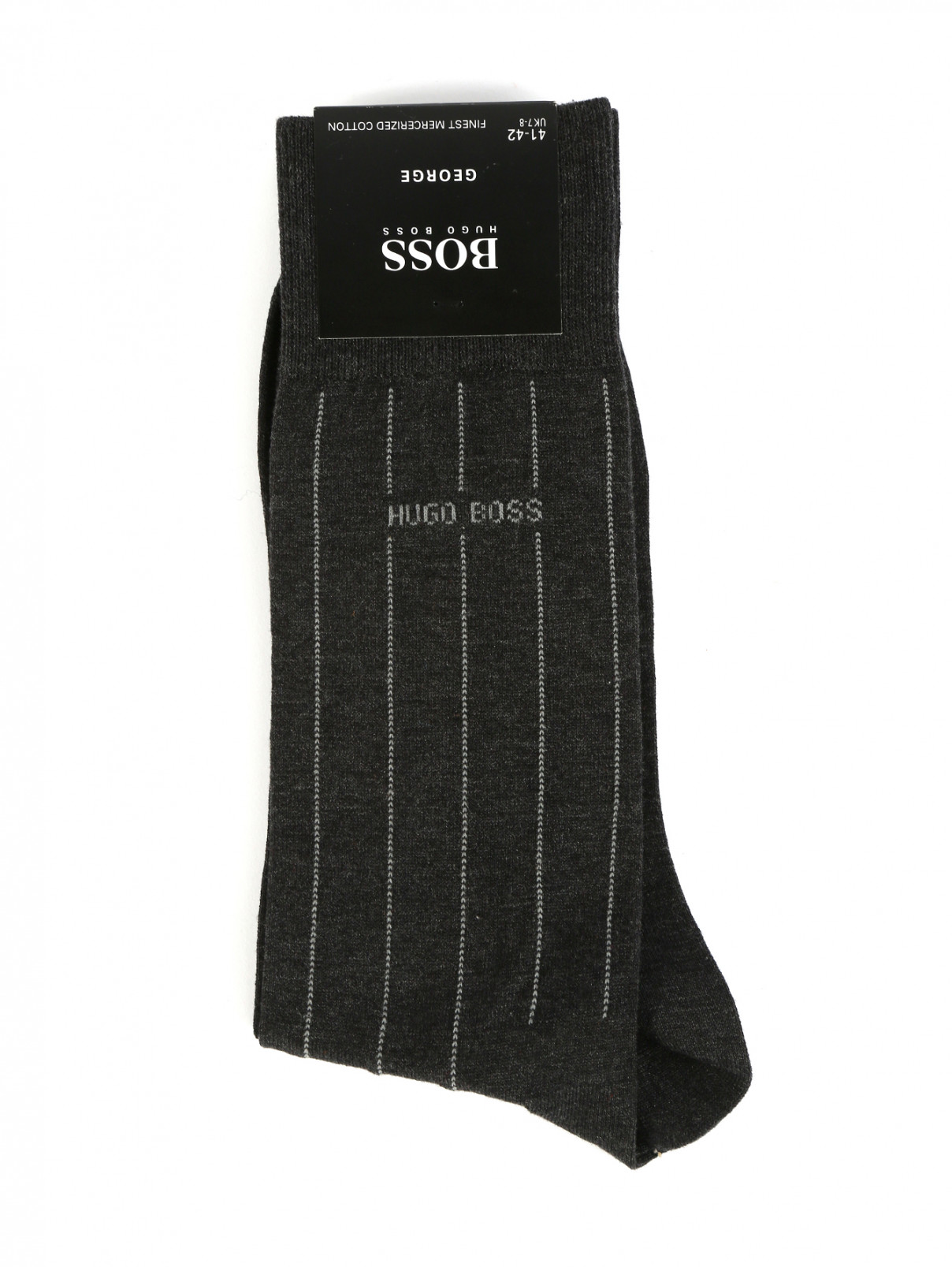 Носки из хлопка с узором "полоска" Boss  –  Общий вид  – Цвет:  Серый