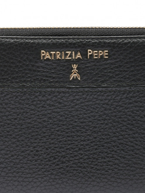 Кожаный кошелек на молнии с логотипом - Деталь