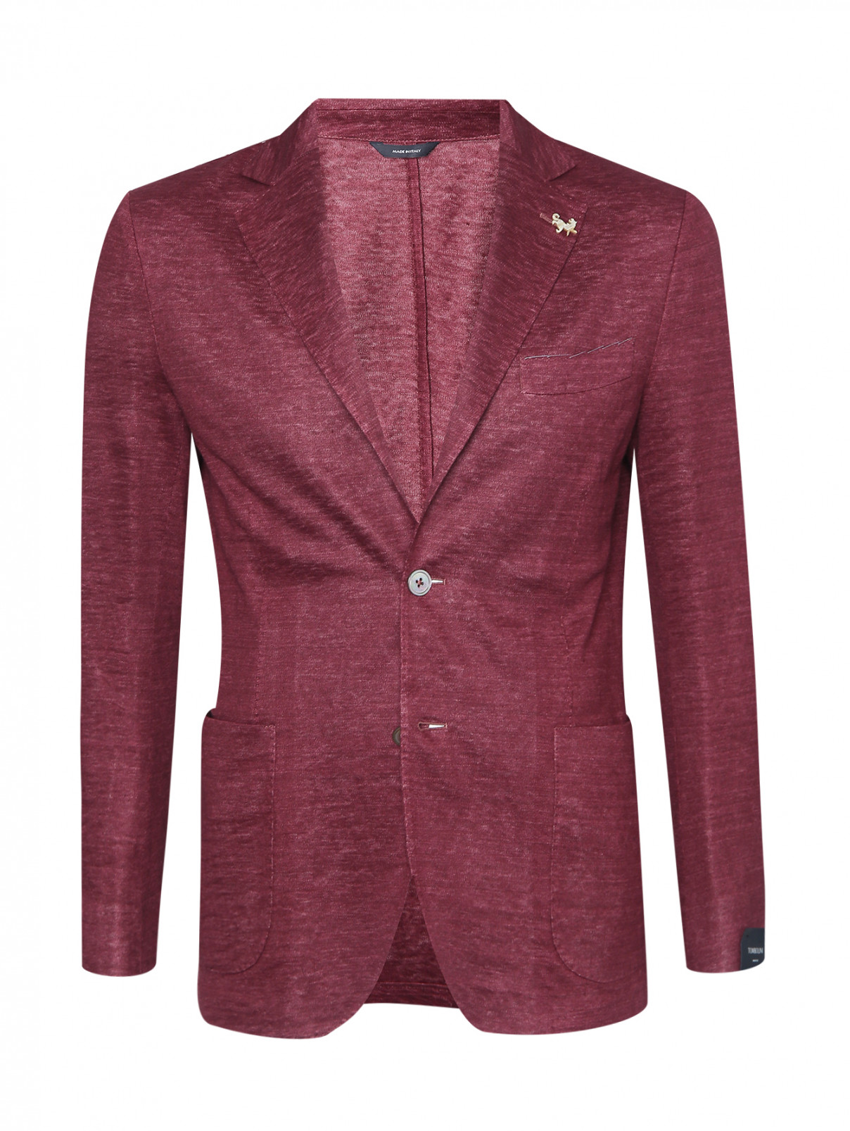 Пиджак из льна с карманами Tombolini  –  Общий вид  – Цвет:  Красный