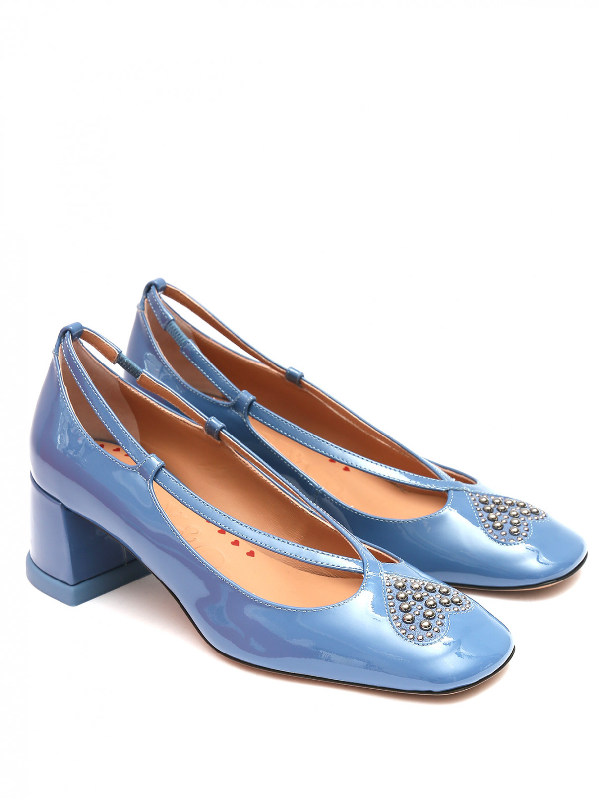 Туфли из лаковой кожи на устойчивом каблуке Max&Co  –  Общий вид  – Цвет:  Синий