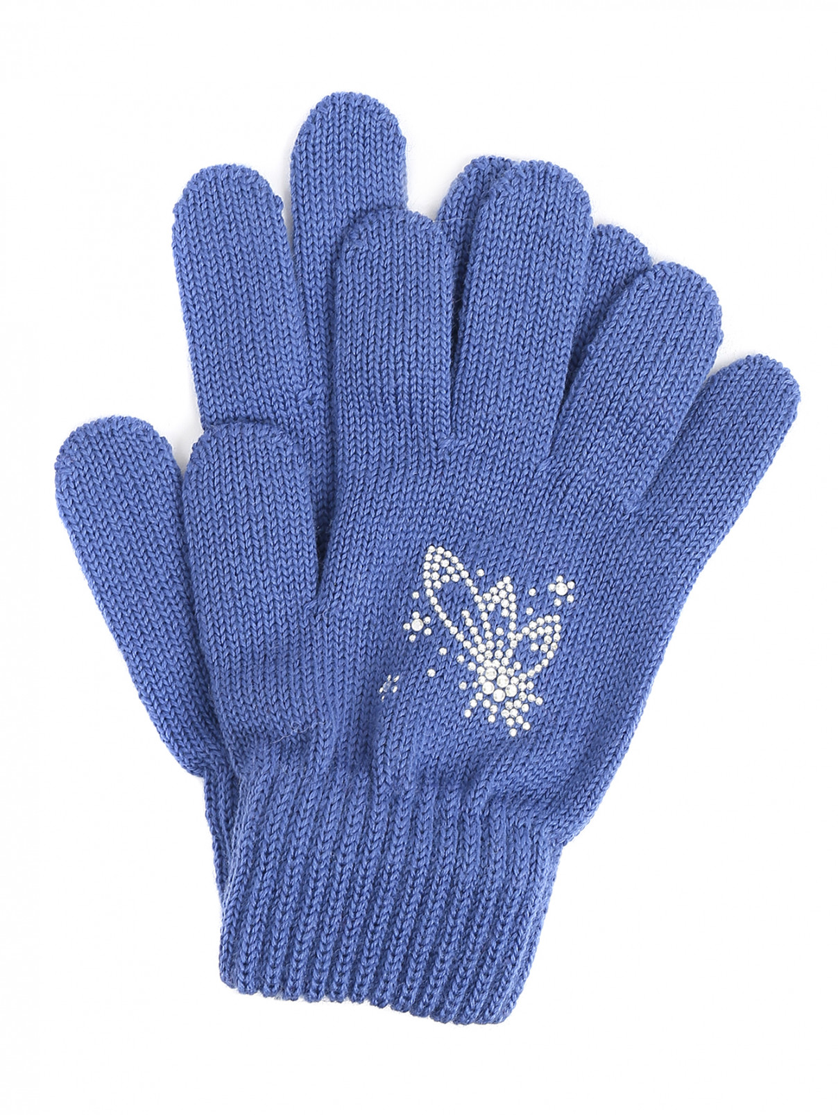 Перчатки из шерсти с декором из страз Catya  –  Общий вид  – Цвет:  Синий