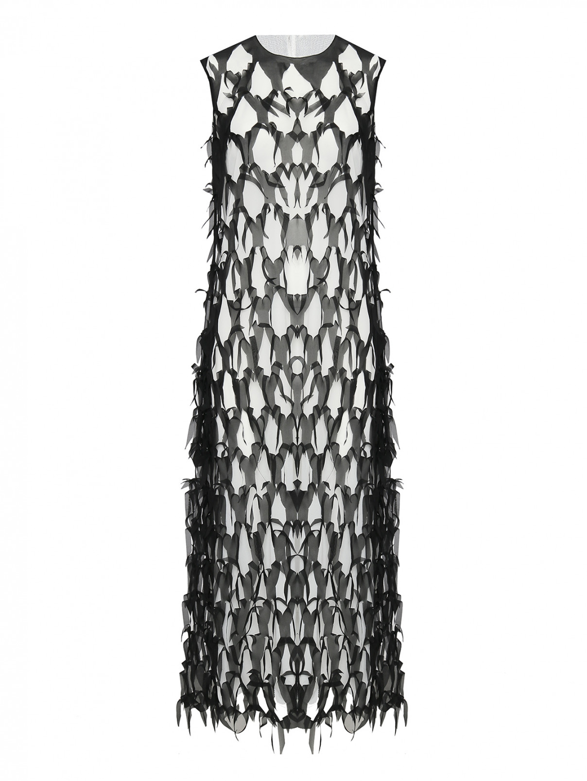 Платье из шелка с необработанными разрезами Maison Margiela  –  Общий вид  – Цвет:  Черный