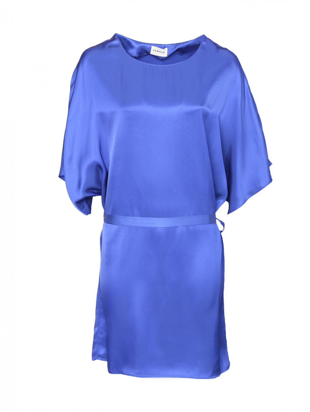 Мини-платье с поясом P.A.R.O.S.H.  –  Общий вид  – Цвет:  Синий