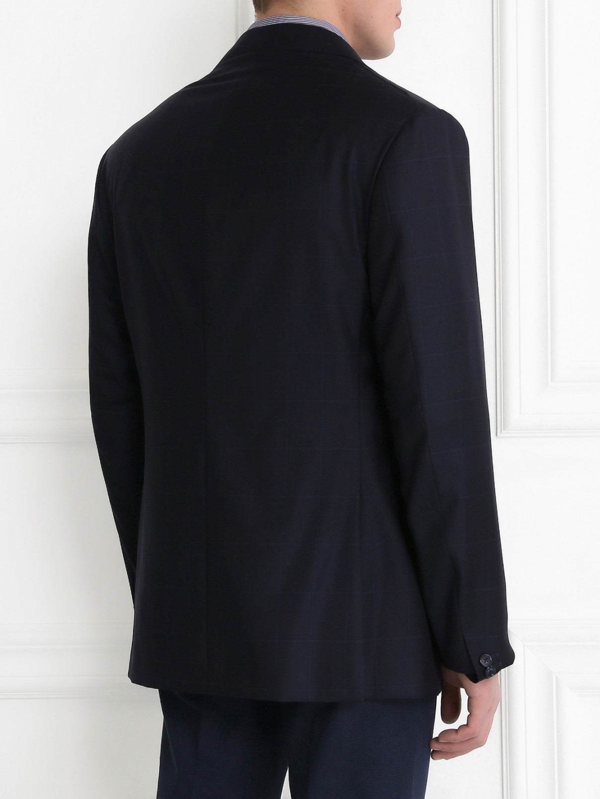 Пиджак однобортный из шерсти с узором "клетка" Corneliani  –  Модель Верх-Низ1  – Цвет:  Синий