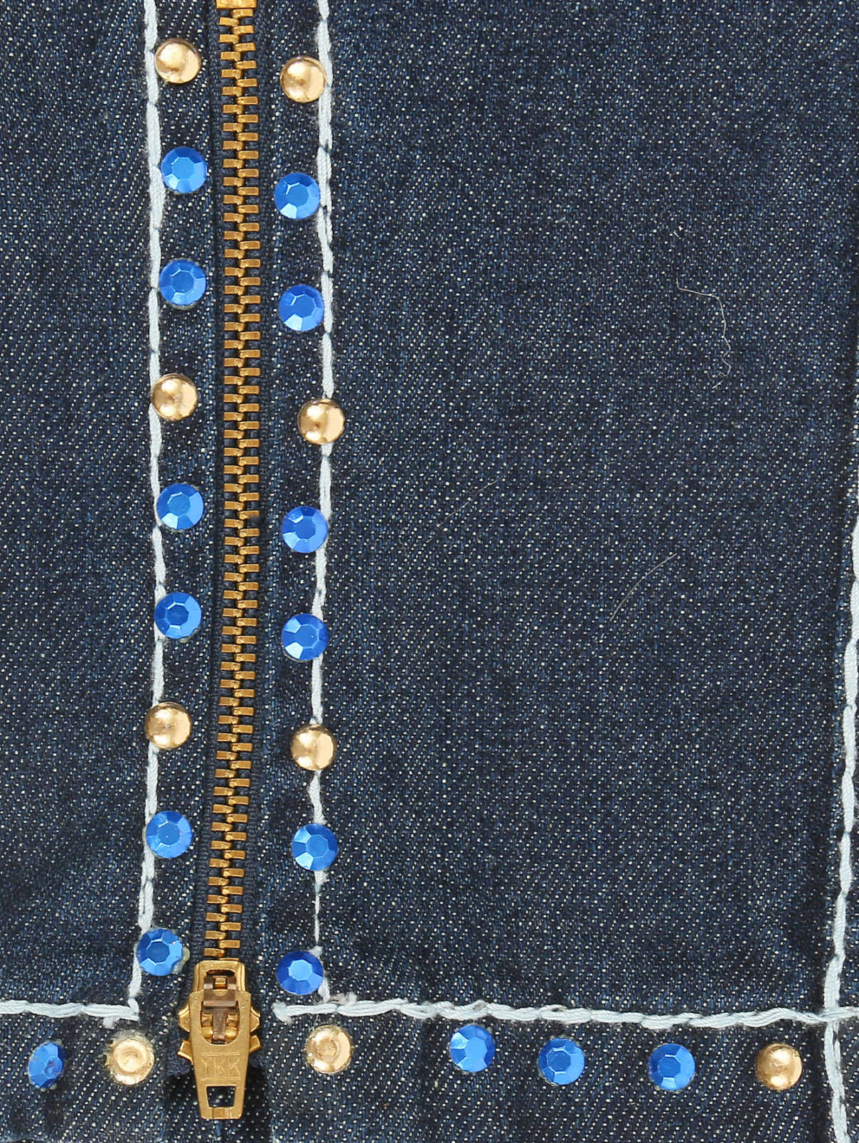 Джинсы прямого кроя с кристаллами I Pinco Pallino  –  Деталь2  – Цвет:  Синий