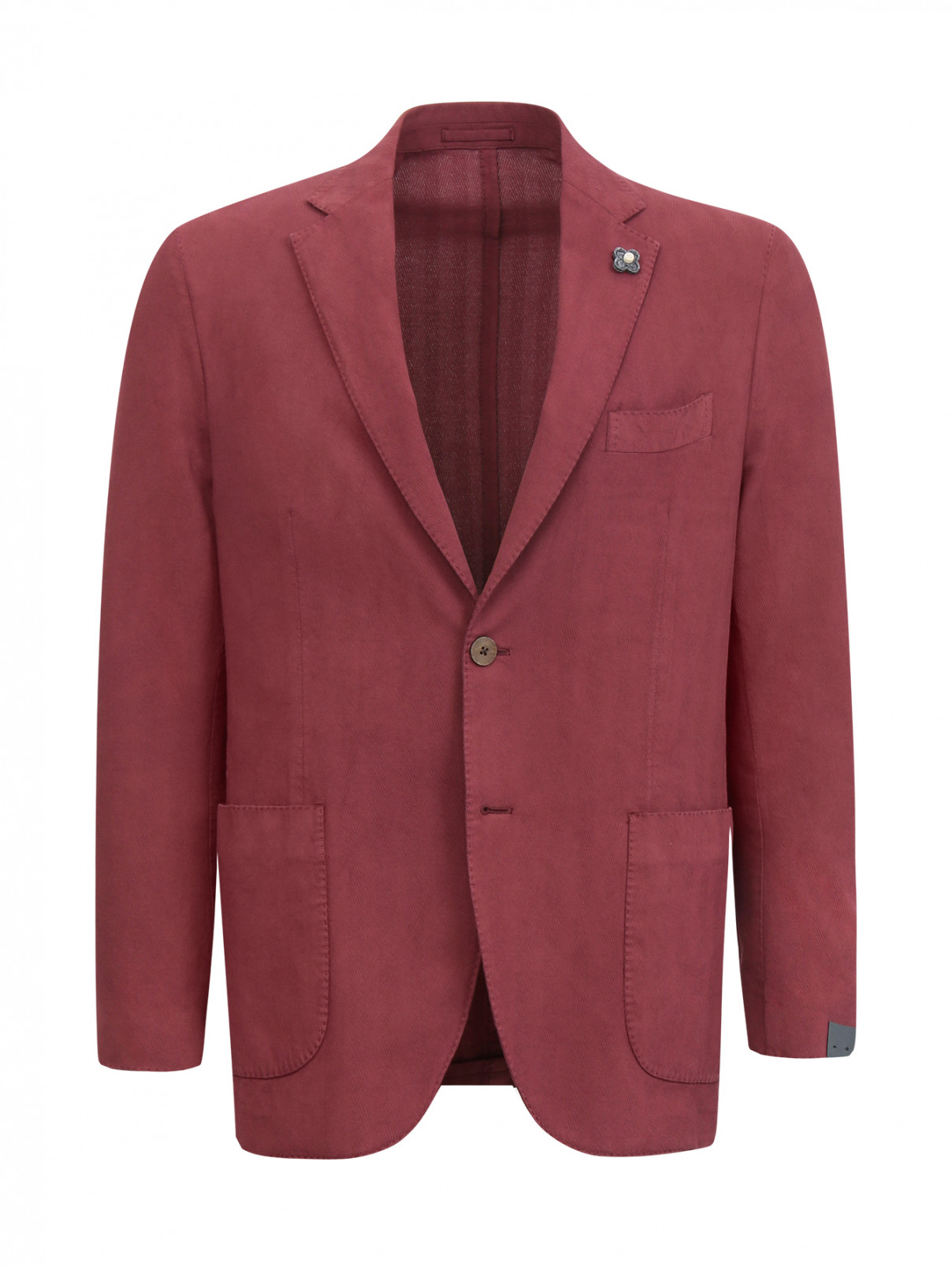Пиджак однобортный из хлопка LARDINI  –  Общий вид  – Цвет:  Красный