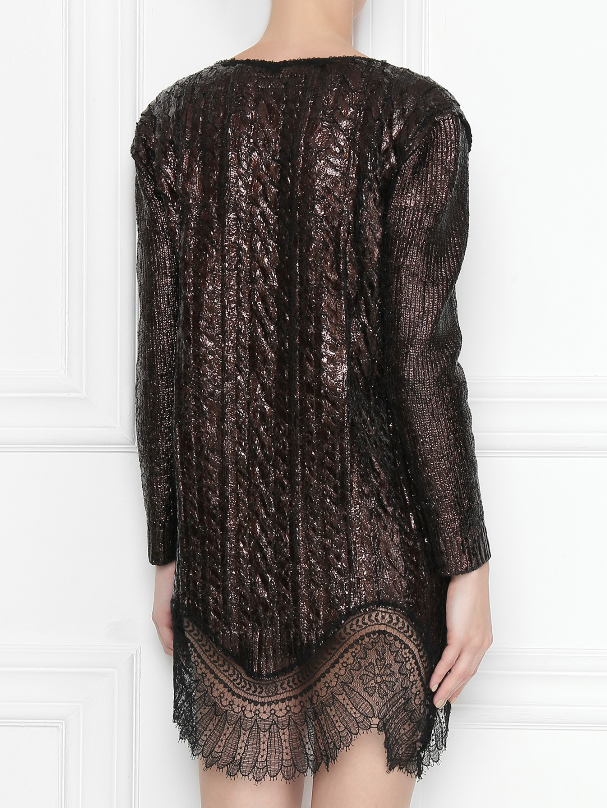 Платье декорированное кружевом Ermanno Scervino  –  МодельВерхНиз1  – Цвет:  Металлик