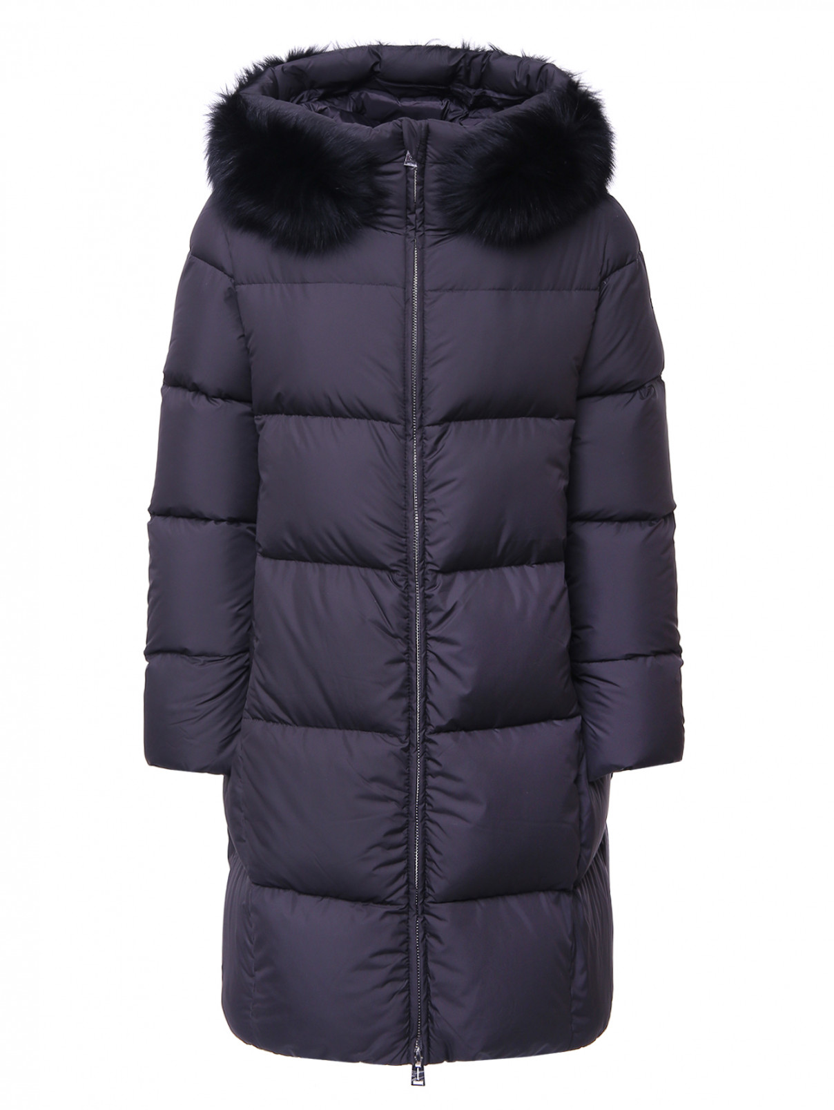 Стеганое пуховое пальто с капюшоном Add  –  Общий вид  – Цвет:  Черный