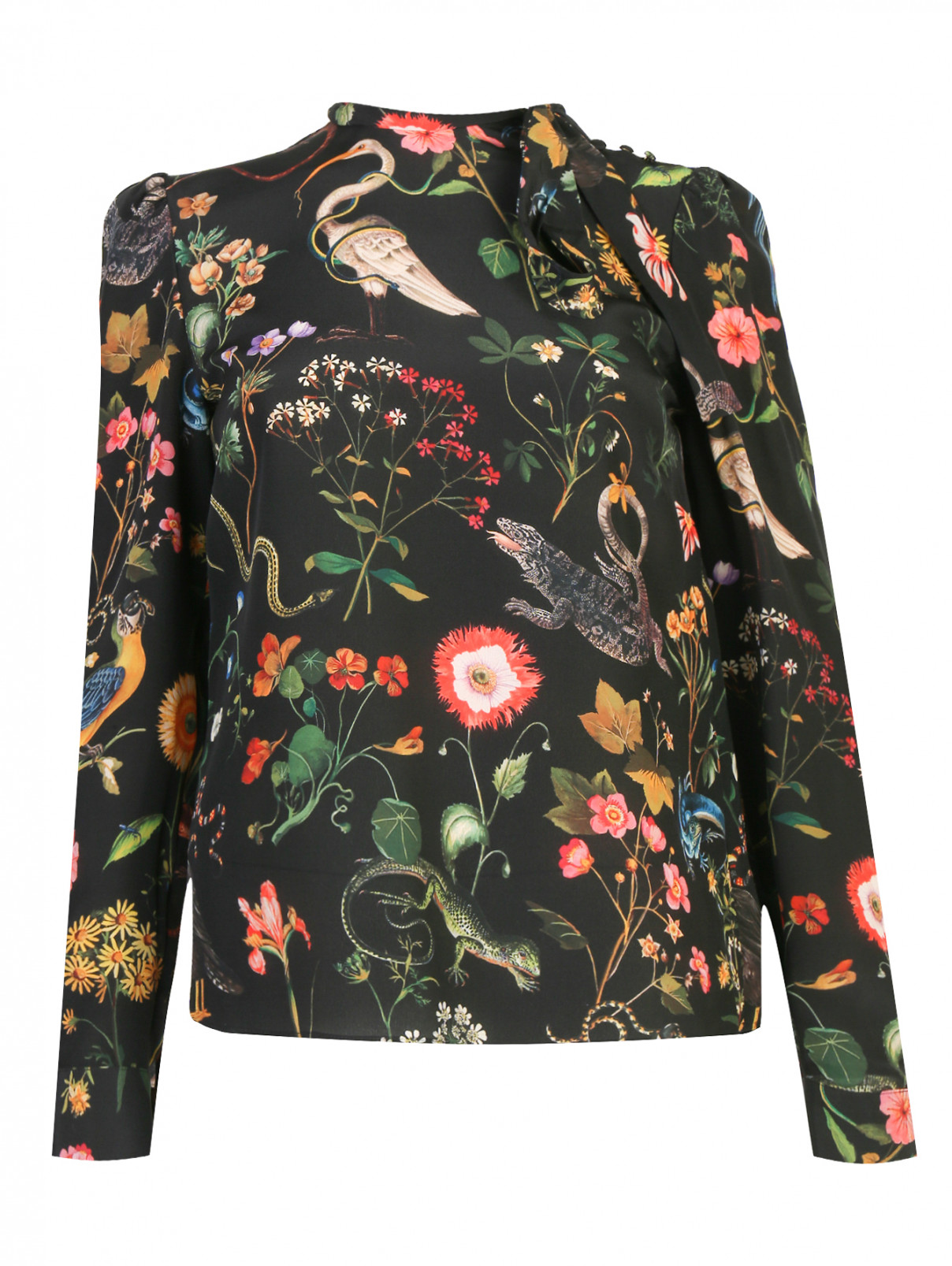 Блуза из шелка свободного кроя с узором Red Valentino  –  Общий вид  – Цвет:  Узор