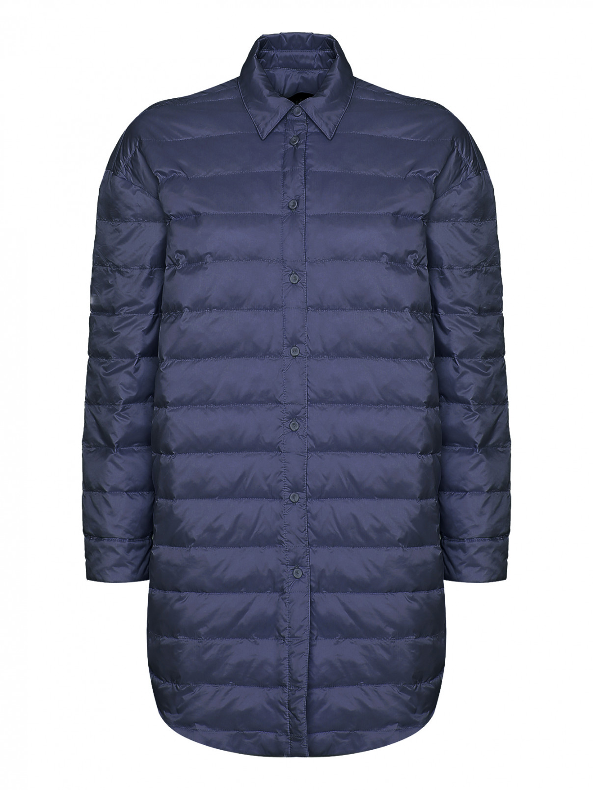 Удлиненная стеганая куртка Lorena Antoniazzi  –  Общий вид  – Цвет:  Синий