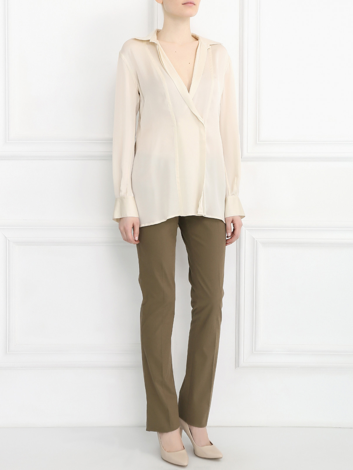 Блуза из шелка Donna Karan  –  Модель Общий вид  – Цвет:  Белый
