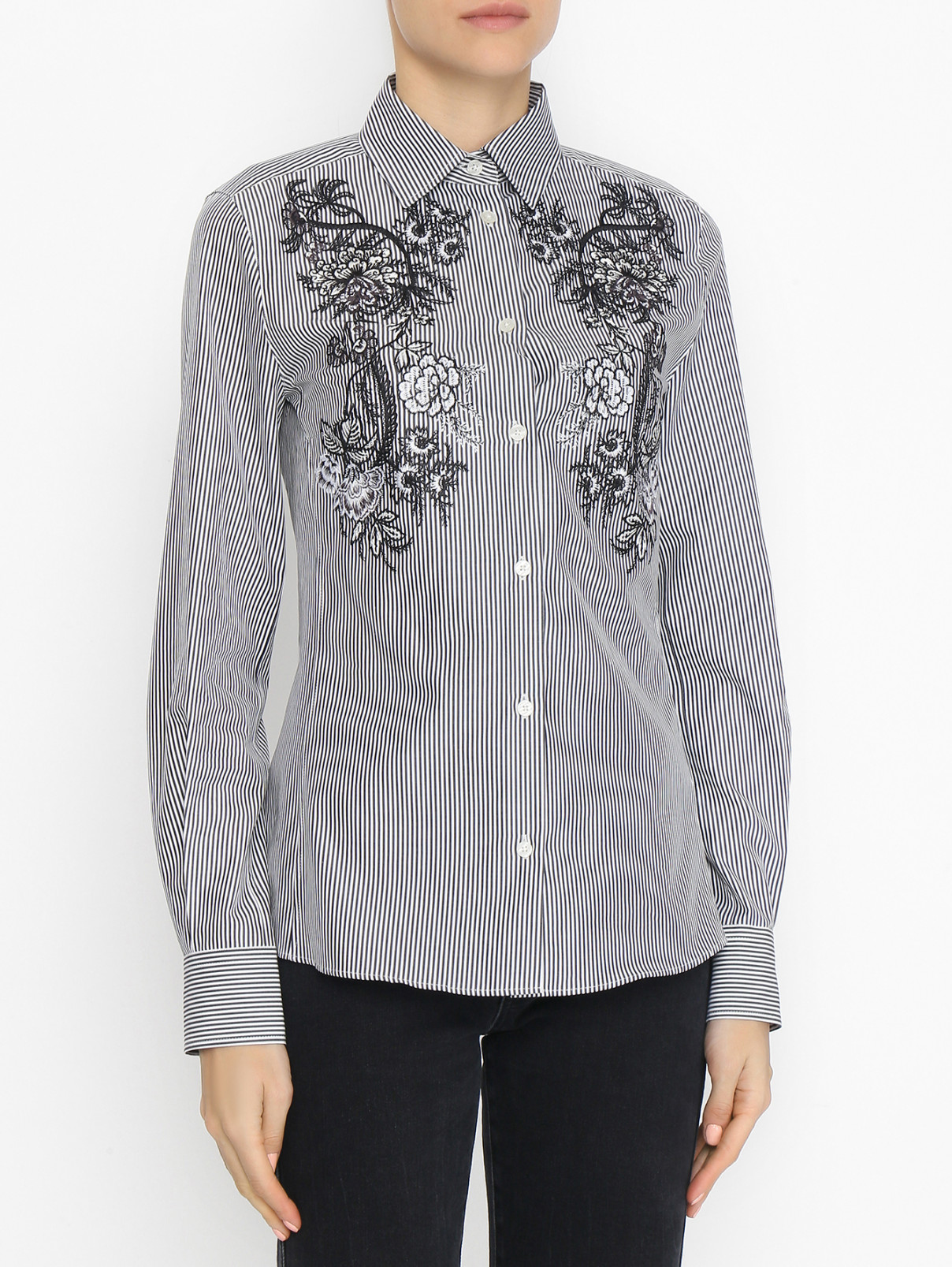 Рубашка из хлопка с нагрудной вышивкой Etro  –  МодельВерхНиз  – Цвет:  Белый