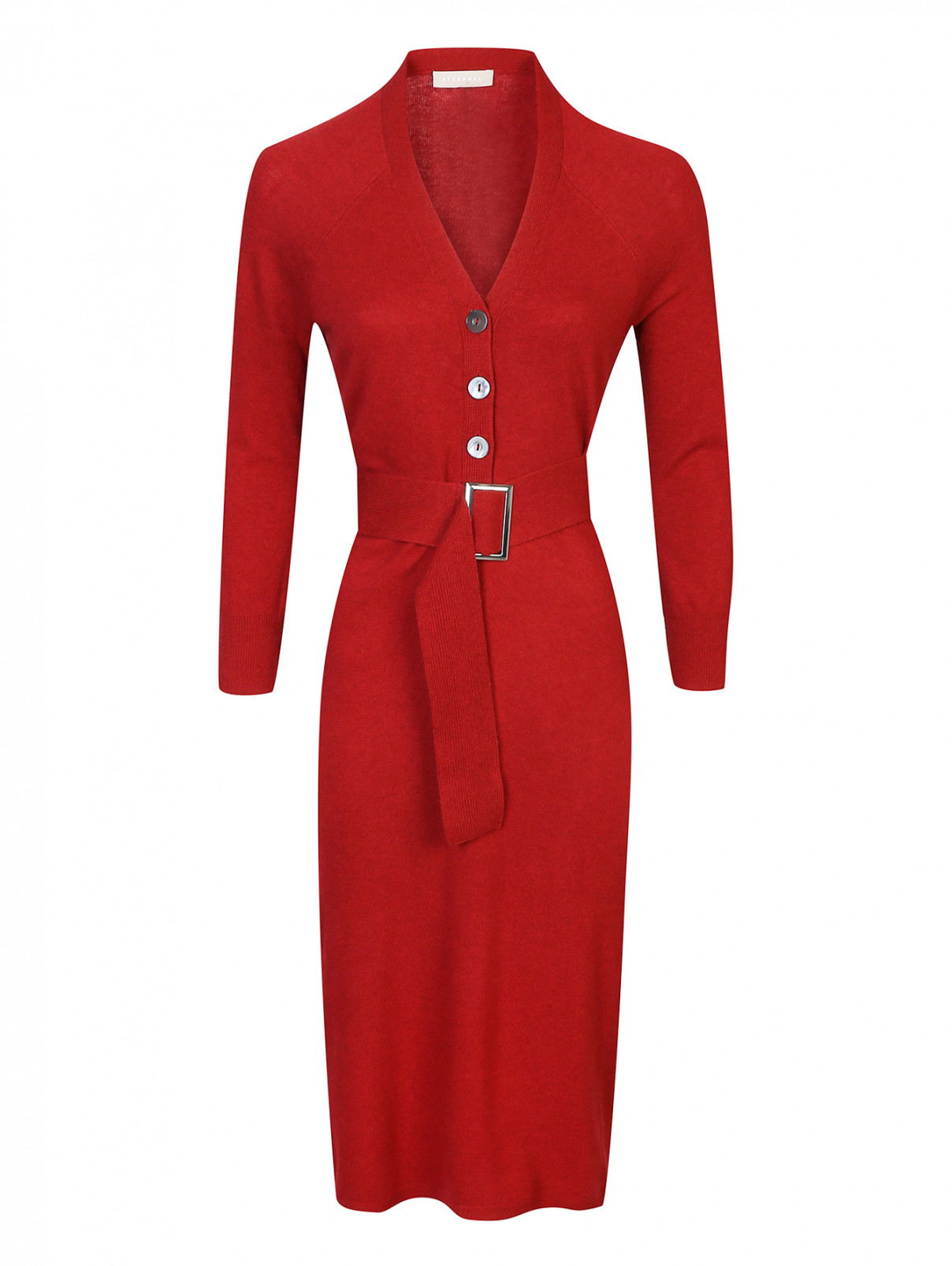 Платье трикотажное шерстяное Stefanel Cashmere  –  Общий вид  – Цвет:  Красный
