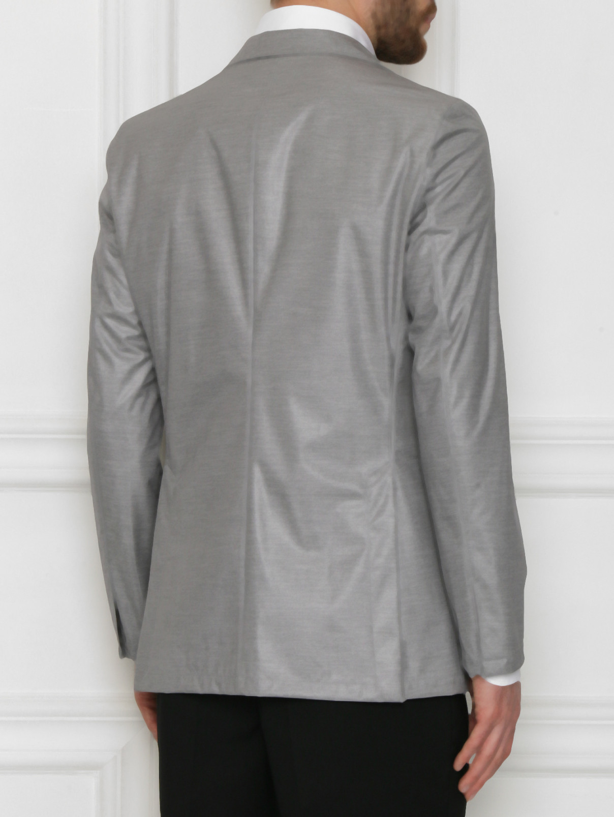 Пиджак однобортный с накладными карманами Belvest  –  МодельВерхНиз1  – Цвет:  Серый