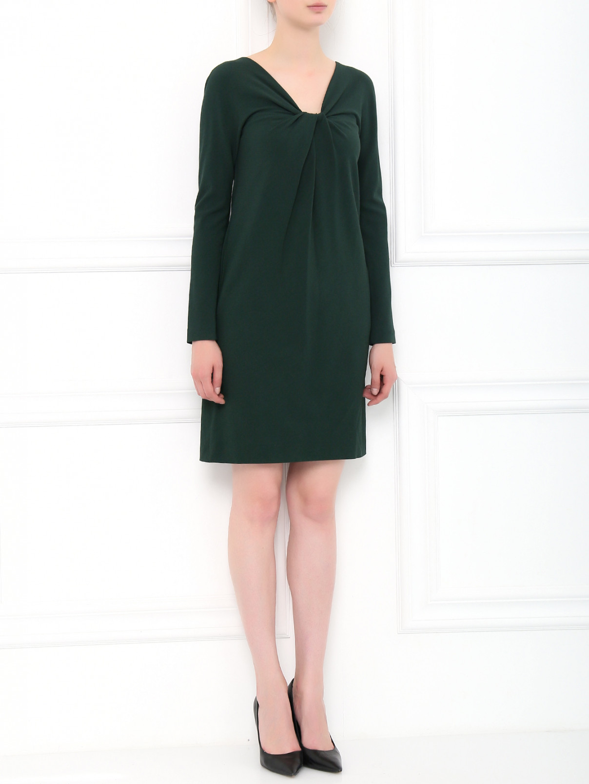 Платье-футляр с драпировкой Alberta Ferretti  –  Модель Общий вид  – Цвет:  Зеленый