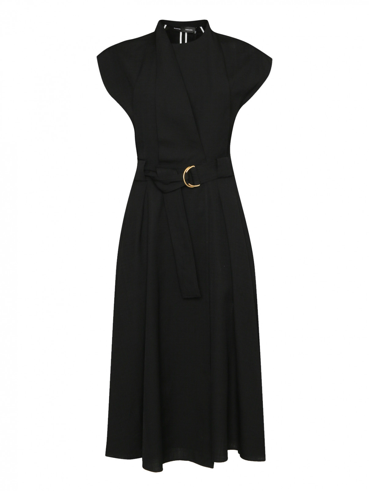 Платье-миди с поясом Proenza Schouler  –  Общий вид  – Цвет:  Черный