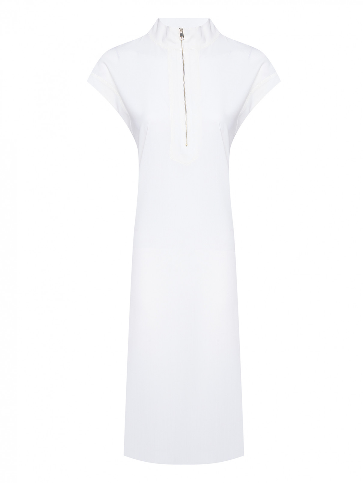 Платье-миди из шерсти с разрезами Lorena Antoniazzi  –  Общий вид  – Цвет:  Белый