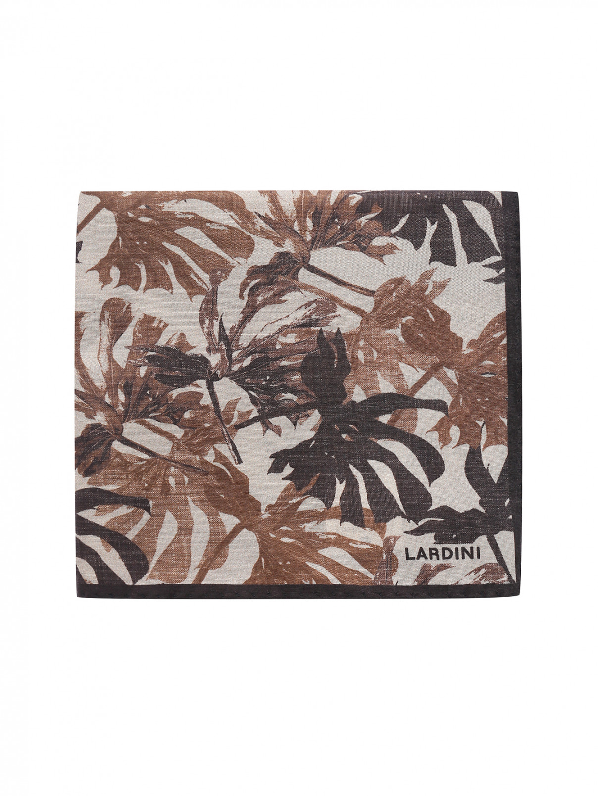 Карманный платок из хлопка с узором LARDINI  –  Общий вид  – Цвет:  Коричневый