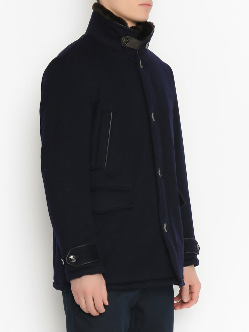 Утепленная куртка из шерсти со съемным воротником - МодельВерхНиз