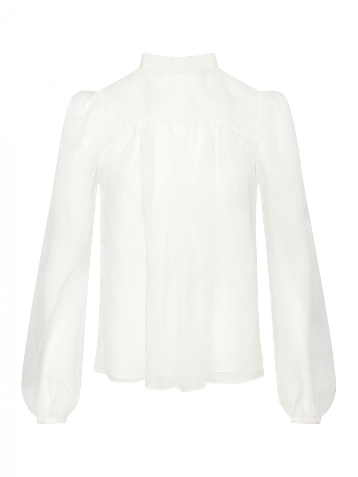 Полупрозрачная блуза из шелка Rochas  –  Общий вид  – Цвет:  Белый