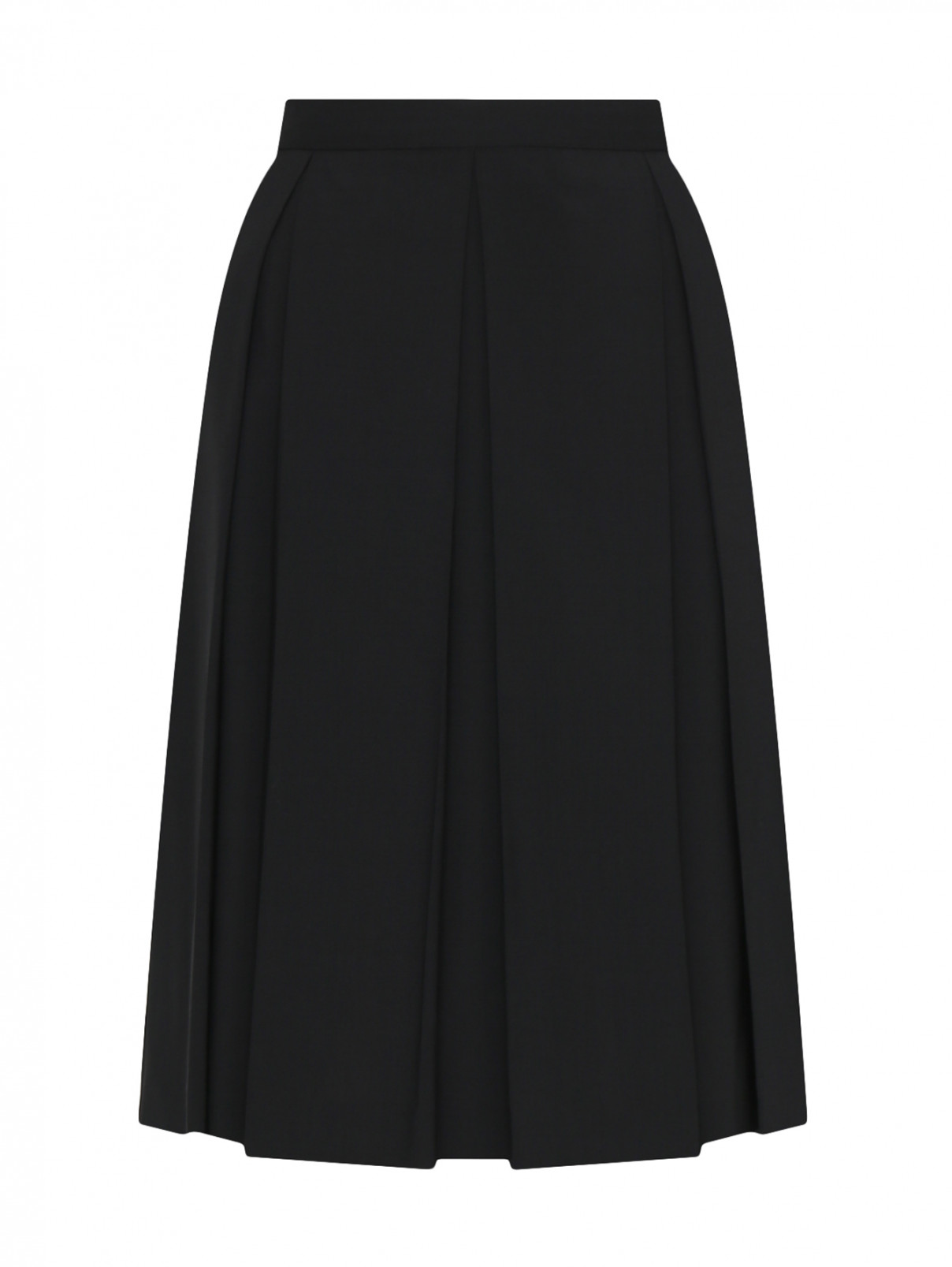 Плиссированная юбка-миди Red Valentino  –  Общий вид  – Цвет:  Черный