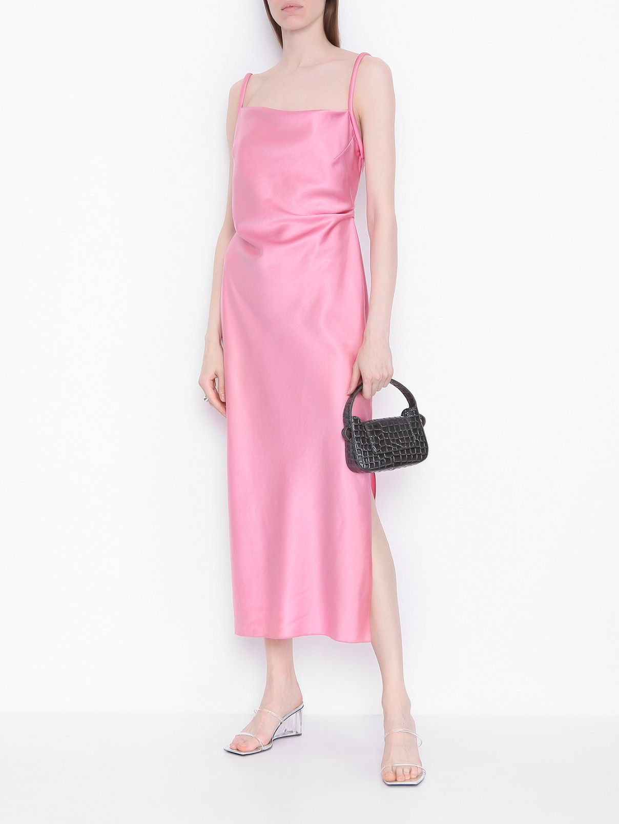 Платье-миди однотонное Nanushka  –  МодельОбщийВид  – Цвет:  Розовый