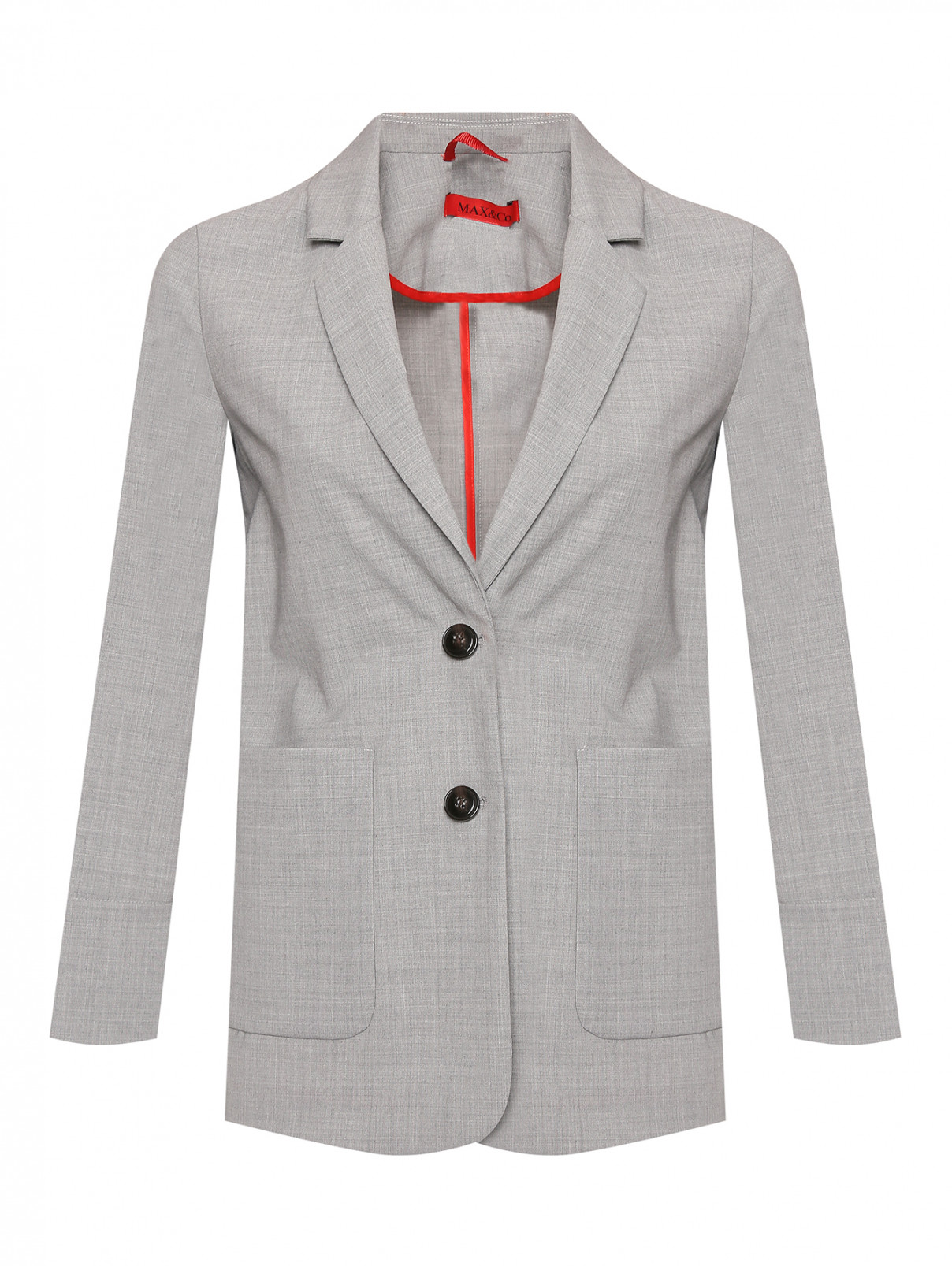 Однобортный жакет на пуговицах с накладными карманами Max&Co  –  Общий вид  – Цвет:  Серый