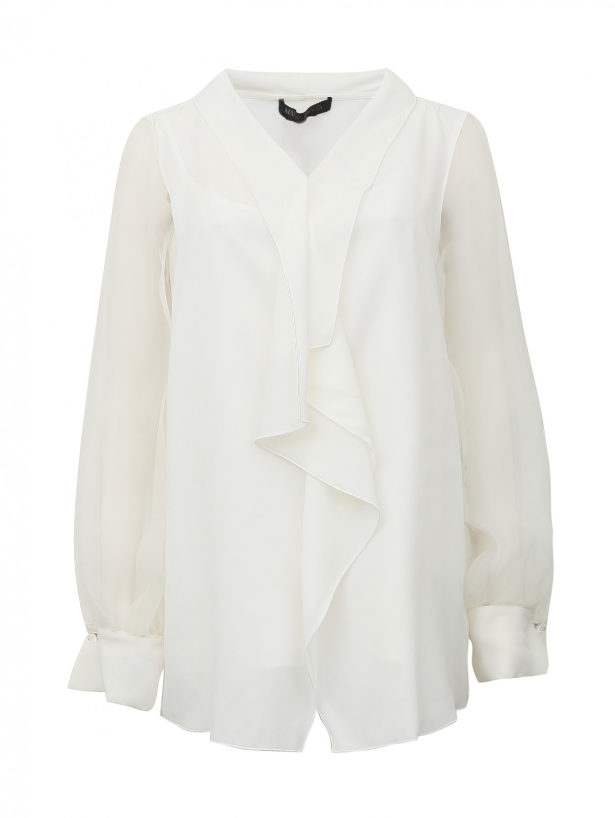 Блуза с драпировкой Marina Rinaldi  –  Общий вид  – Цвет:  Белый