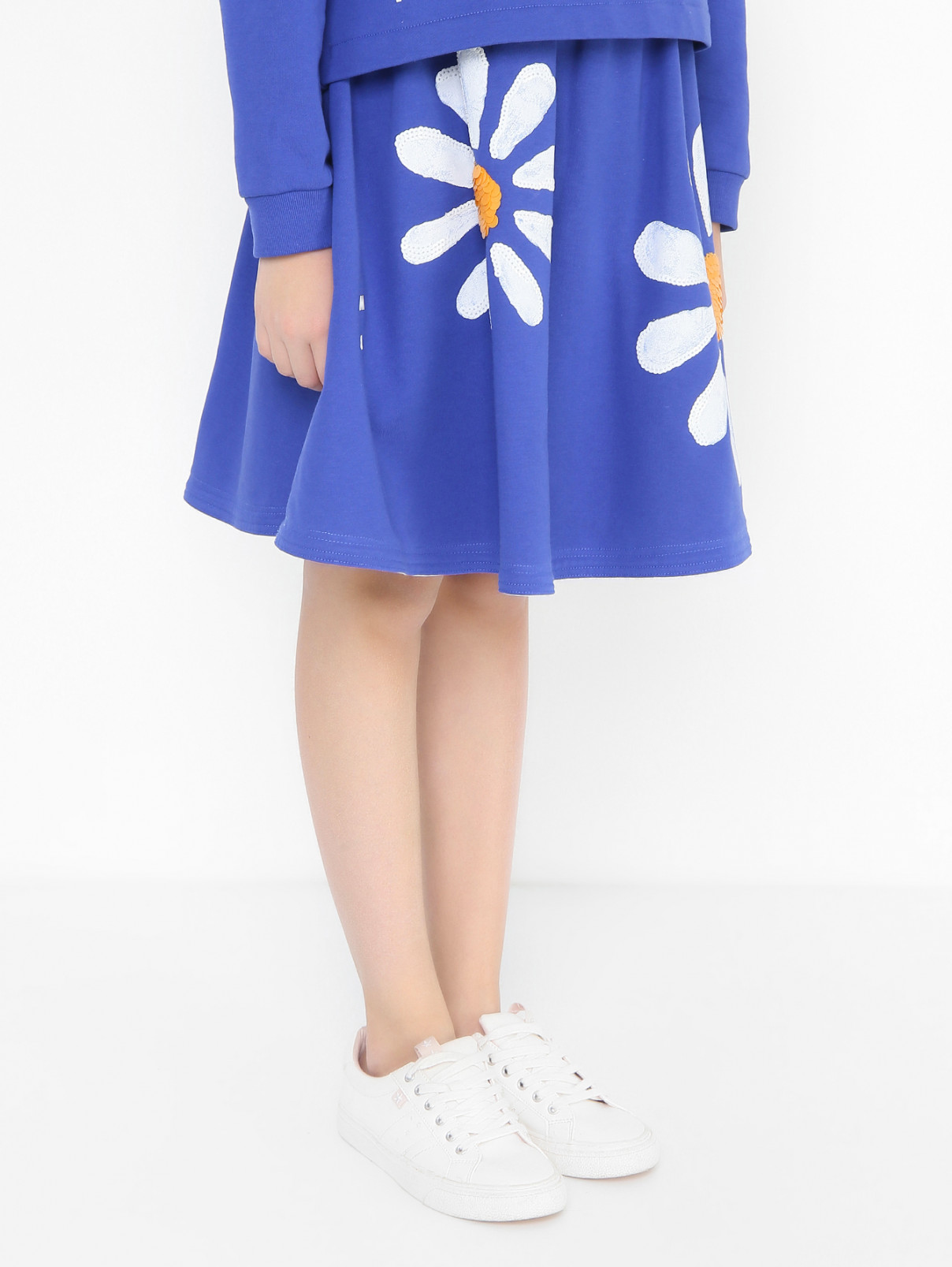 Хлопковая юбка с пайетками Marni  –  МодельВерхНиз  – Цвет:  Синий