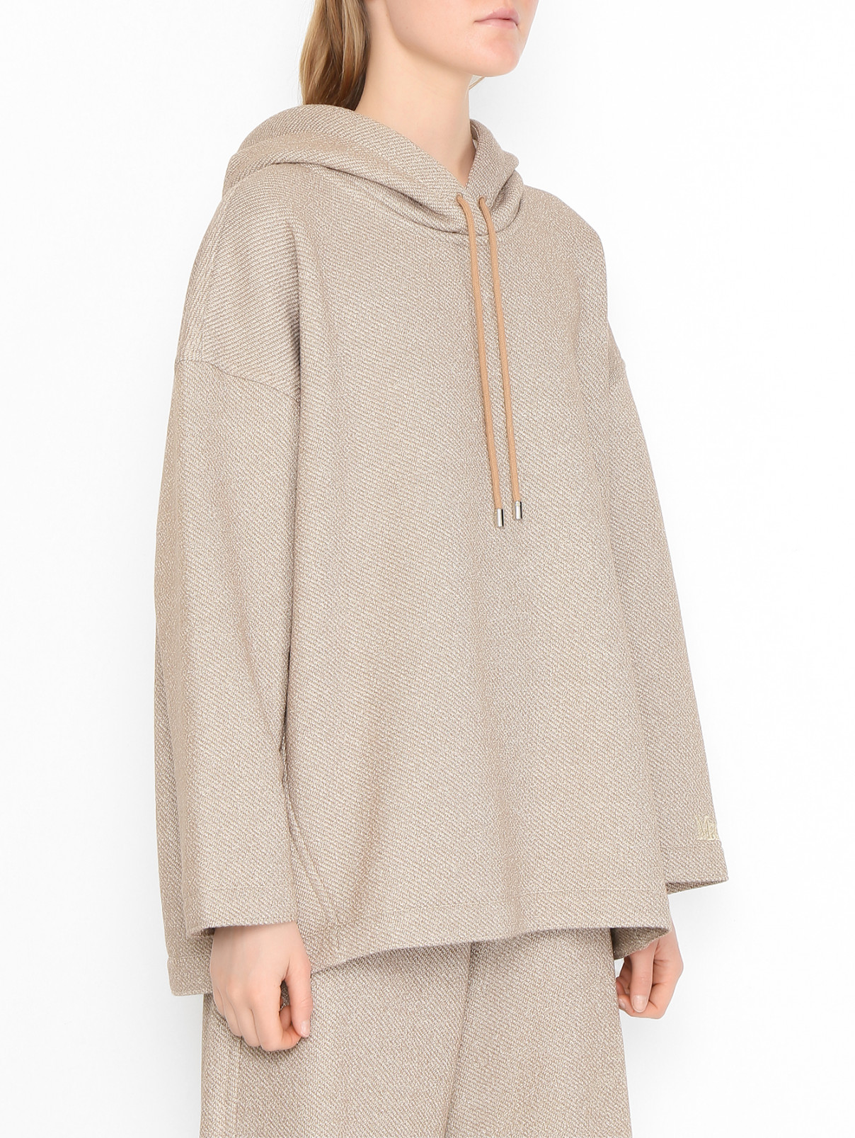 Толстовка из хлопка и вискозы с люрексом Max Mara  –  МодельВерхНиз  – Цвет:  Бежевый