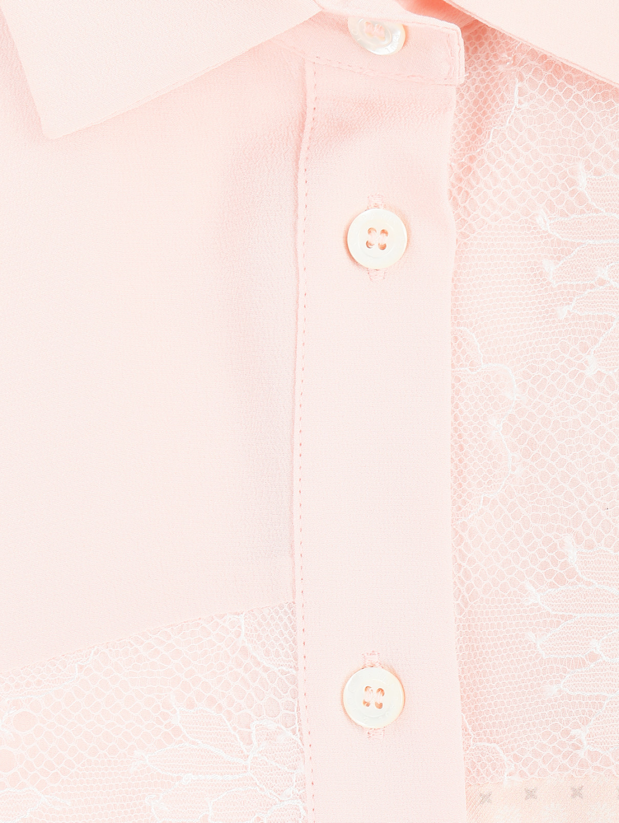 Блуза из шелка с узором и кружевом Paul&Joe  –  Деталь  – Цвет:  Розовый