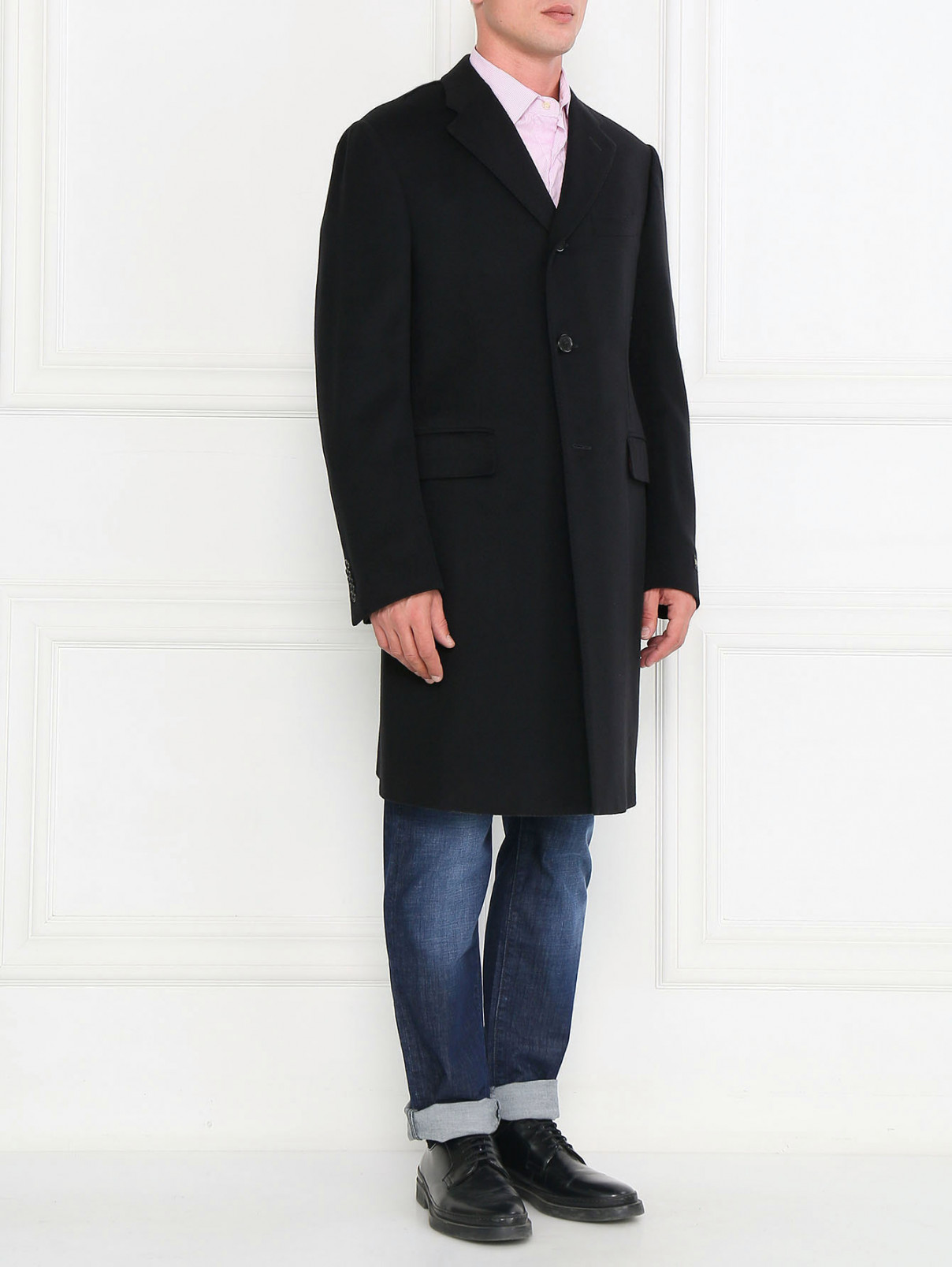 Пальто однобортное из кашемира Corneliani  –  Модель Общий вид  – Цвет:  Черный
