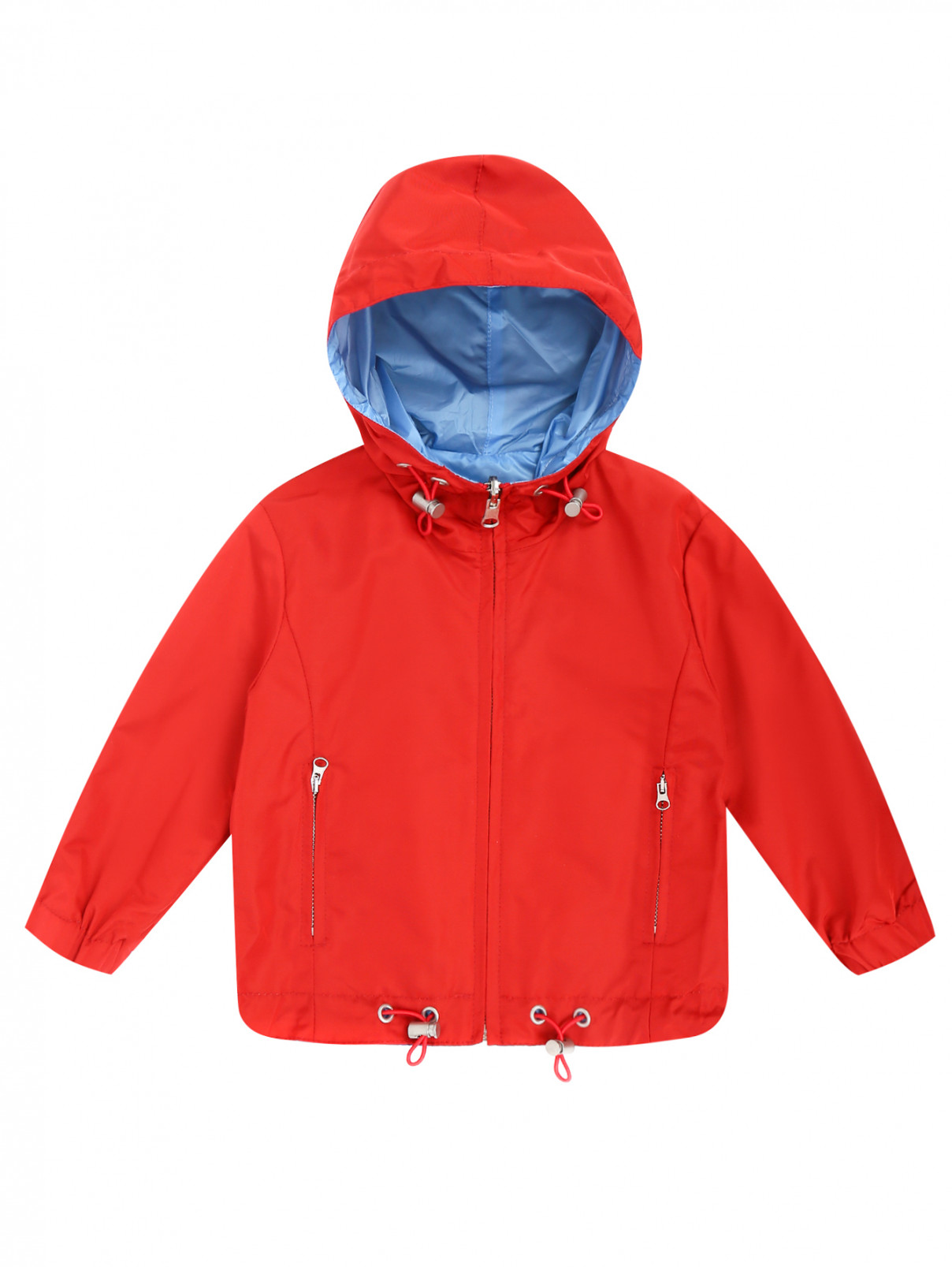 Куртка двусторонняя с капюшоном и карманами MiMiSol  –  Общий вид  – Цвет:  Красный