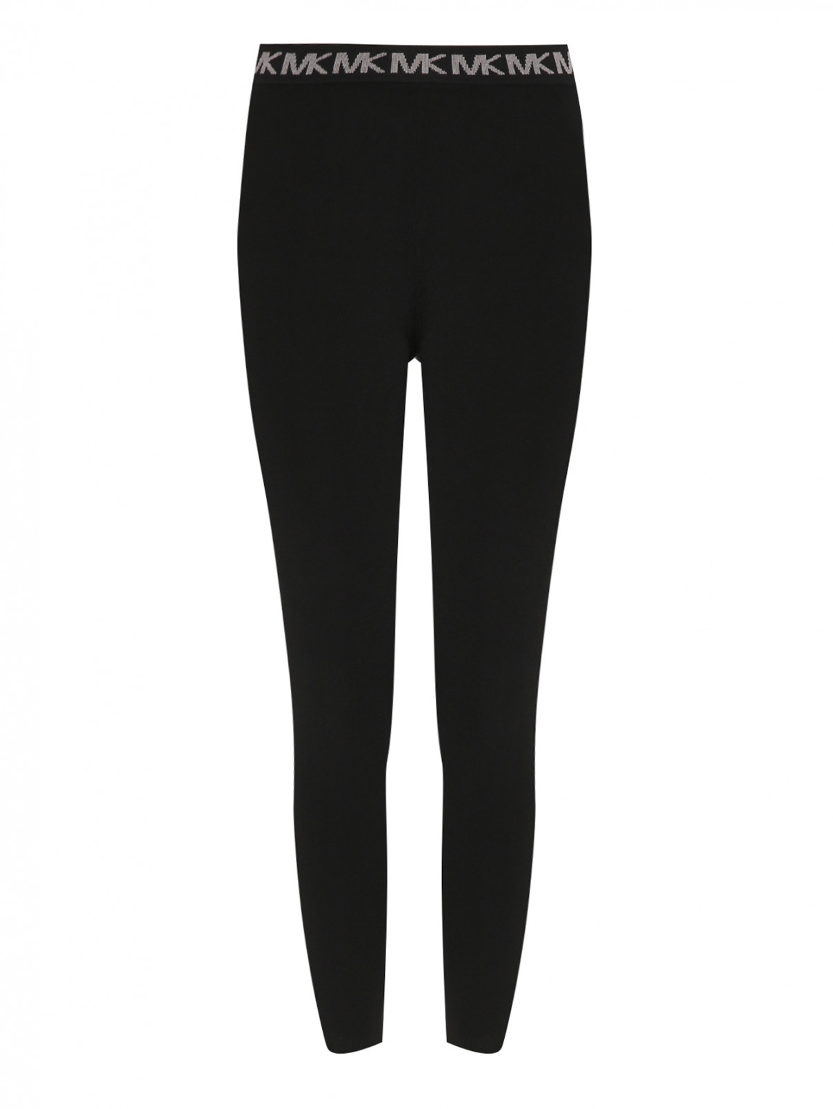 Легинсы трикотажные с логотипом Michael by Michael Kors  –  Общий вид  – Цвет:  Черный