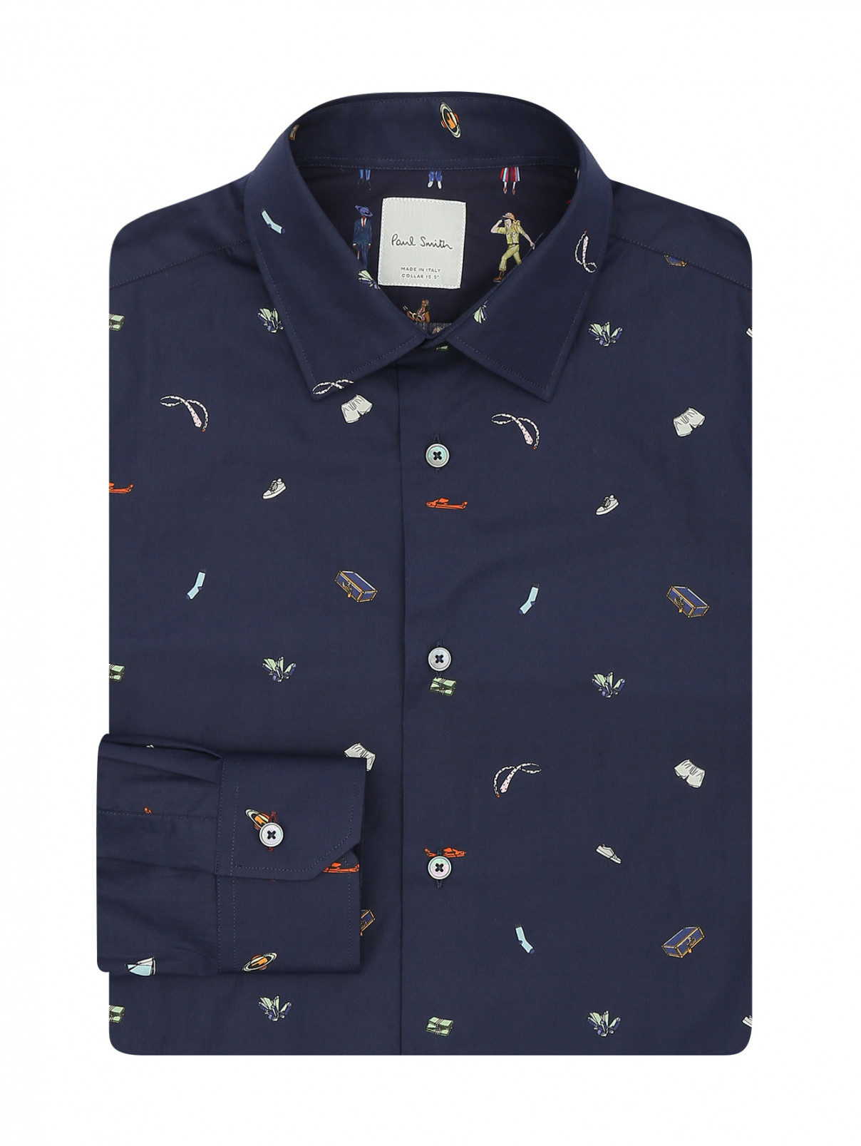 Рубашка с узором Paul Smith  –  Общий вид  – Цвет:  Синий