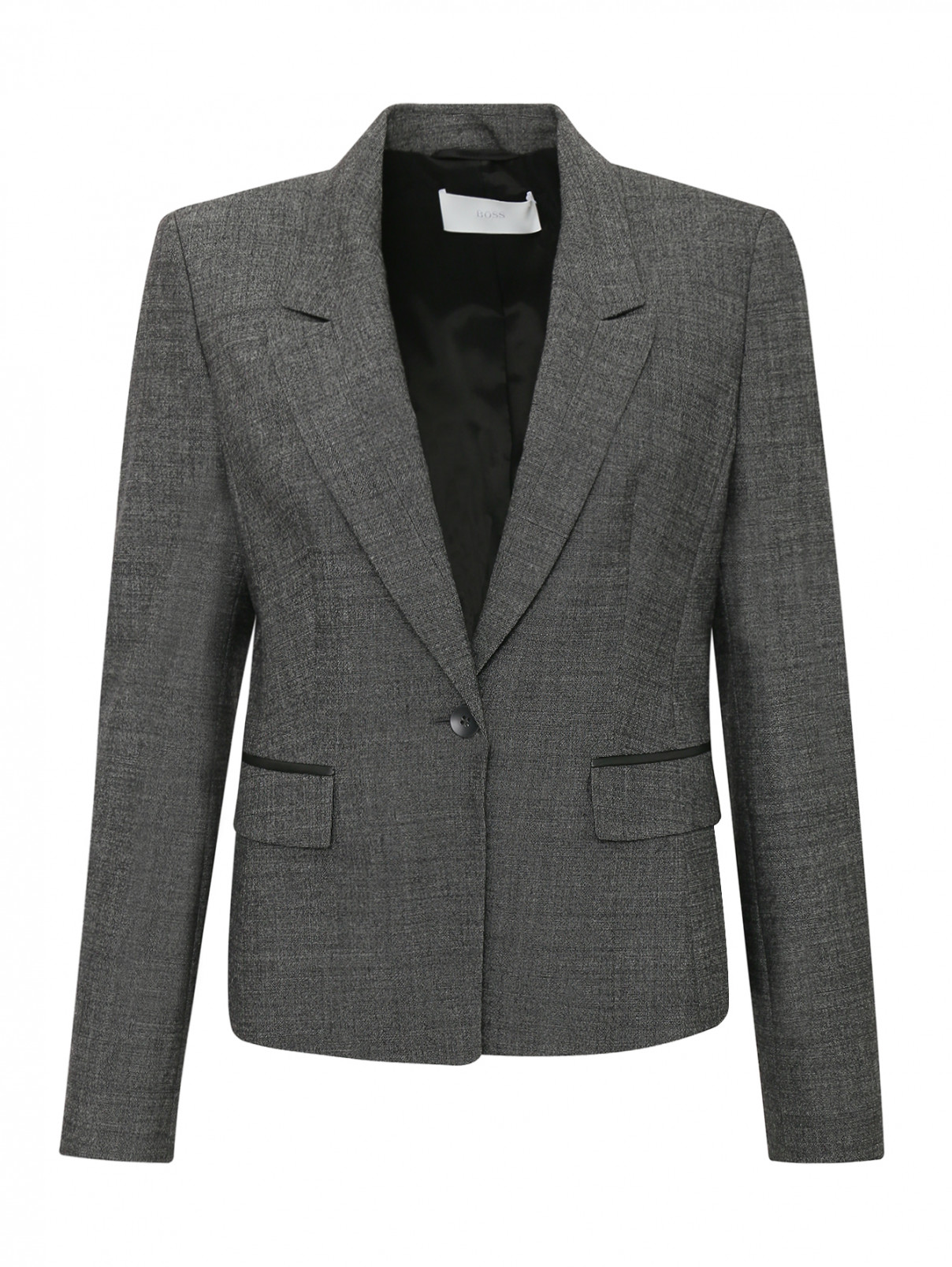 Жакет из шерсти с накладными карманами Boss  –  Общий вид  – Цвет:  Серый
