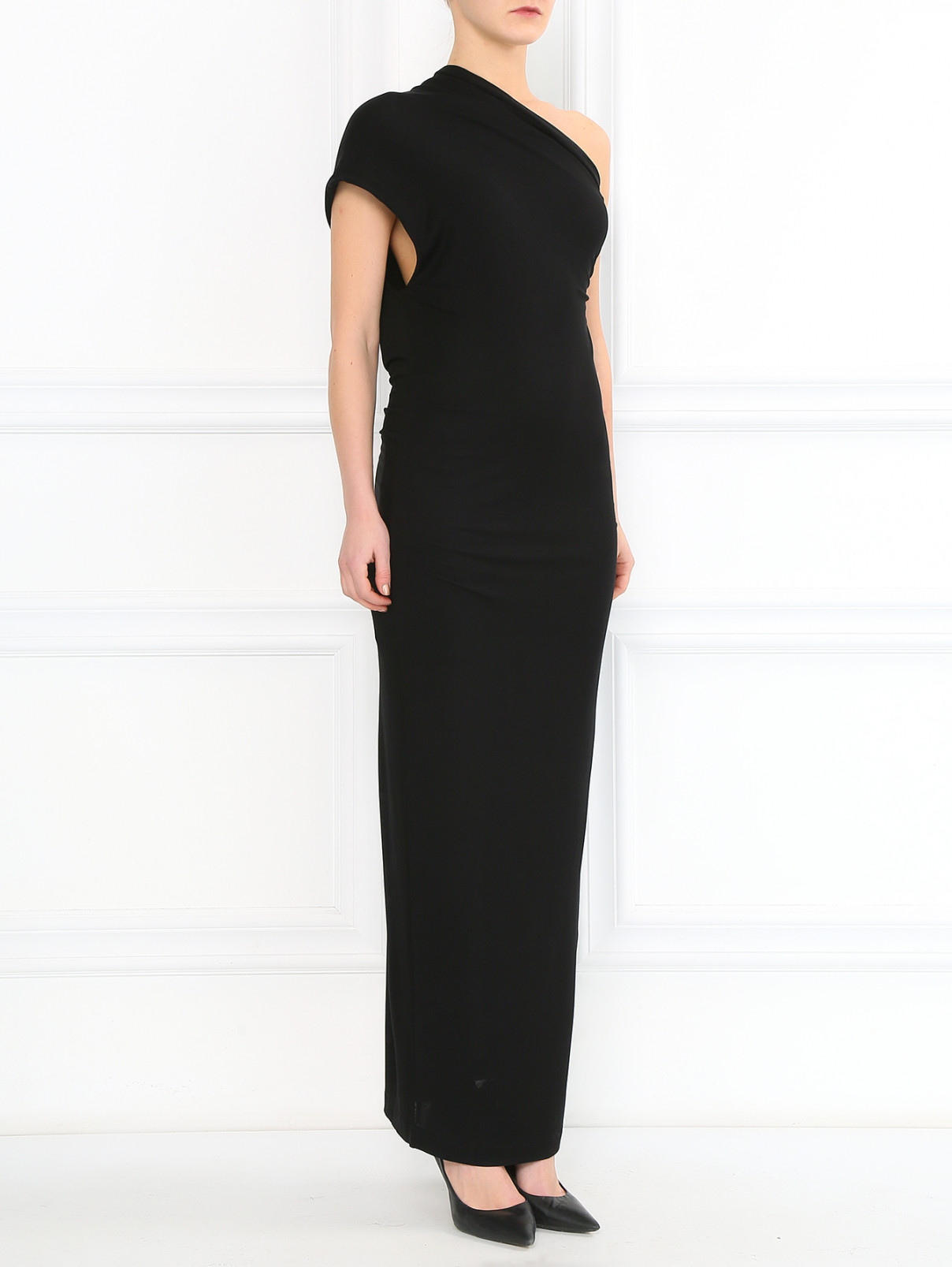 Платье ассиметричного кроя Barbara Bui  –  Модель Общий вид  – Цвет:  Черный
