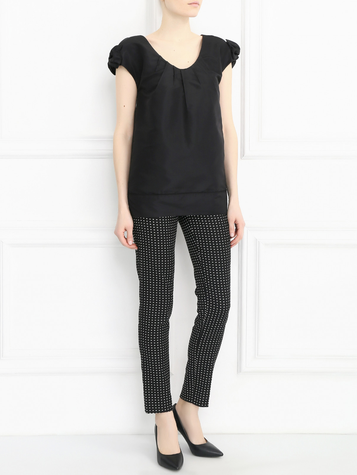 Блуза из шелка с боковыми карманами 6267  –  Модель Общий вид  – Цвет:  Черный