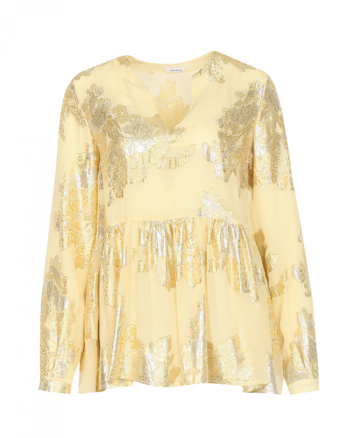 Блуза из шелка декорированная вышивкой P.A.R.O.S.H.  –  Общий вид  – Цвет:  Золотой