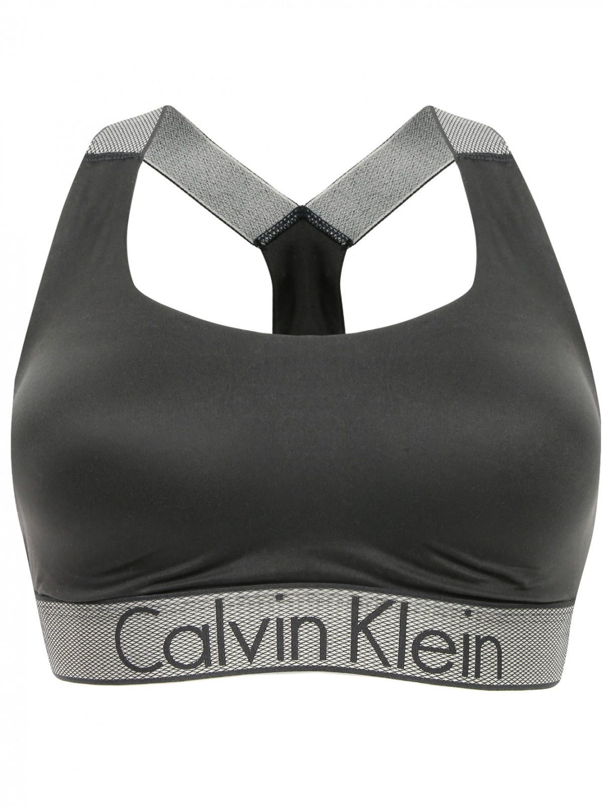 Топ с контрастной отделкой Calvin Klein  –  Общий вид  – Цвет:  Черный