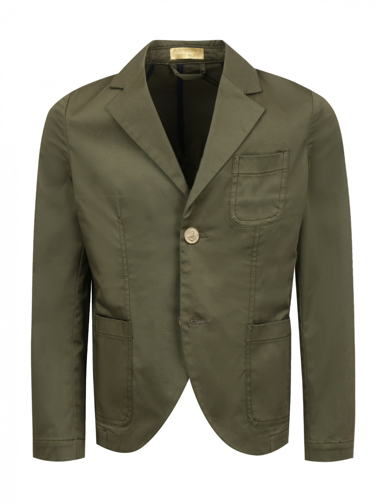 Пиджак из хлопка с накладными карманами I Pinco Pallino  –  Общий вид  – Цвет:  Зеленый