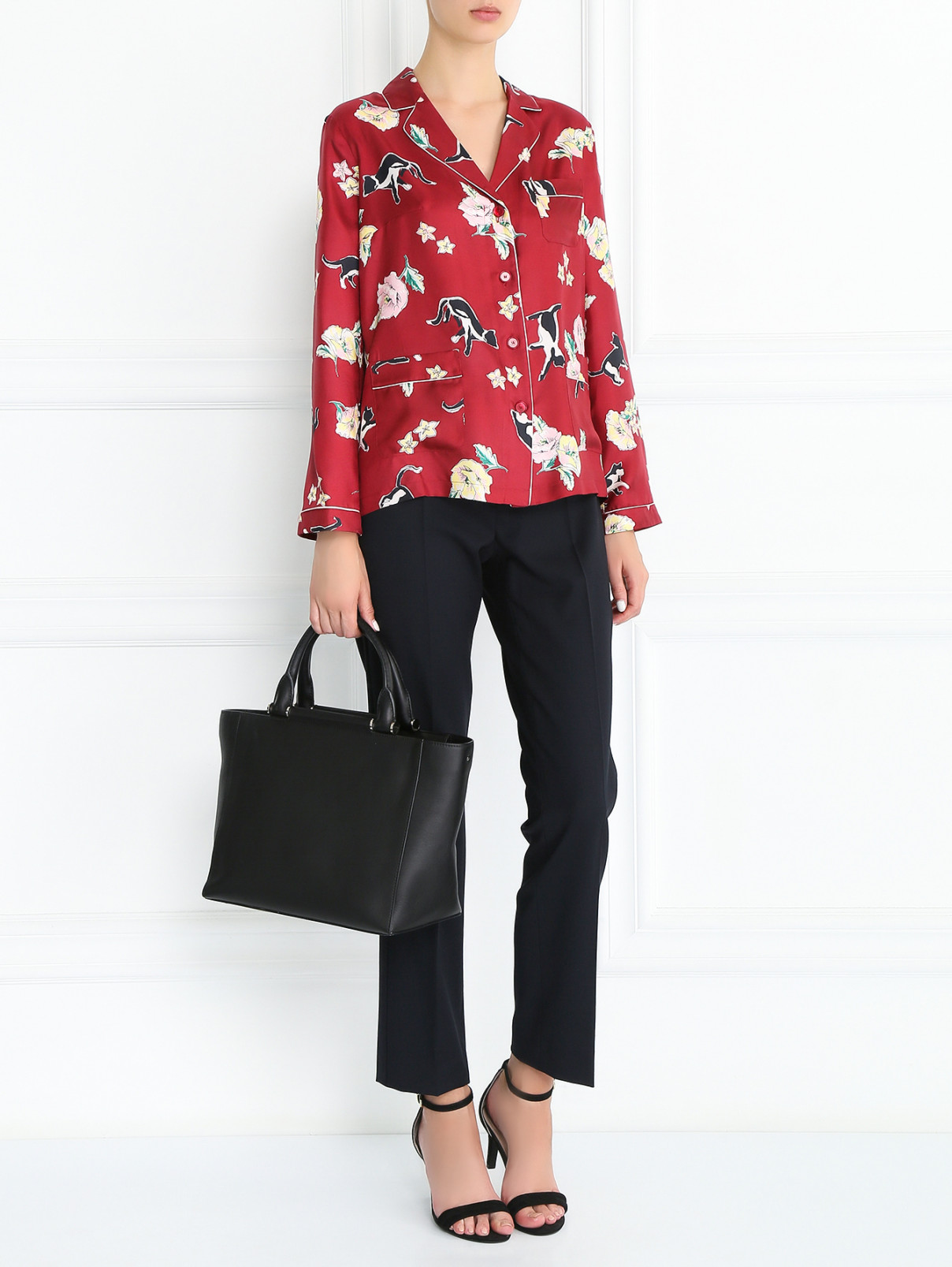 Блуза из шелка с узором и карманами Weekend Max Mara  –  Модель Общий вид  – Цвет:  Узор