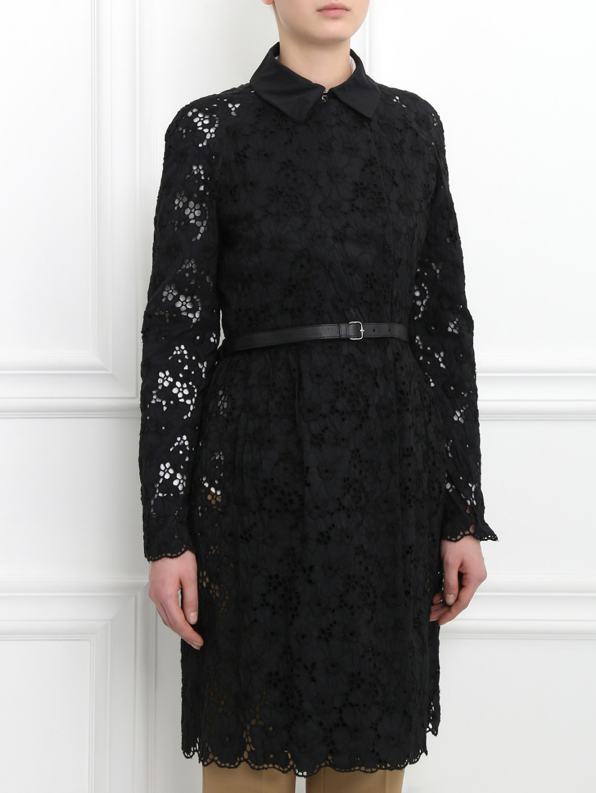Легкий кружевной плащ Ermanno Scervino  –  Модель Верх-Низ  – Цвет:  Черный