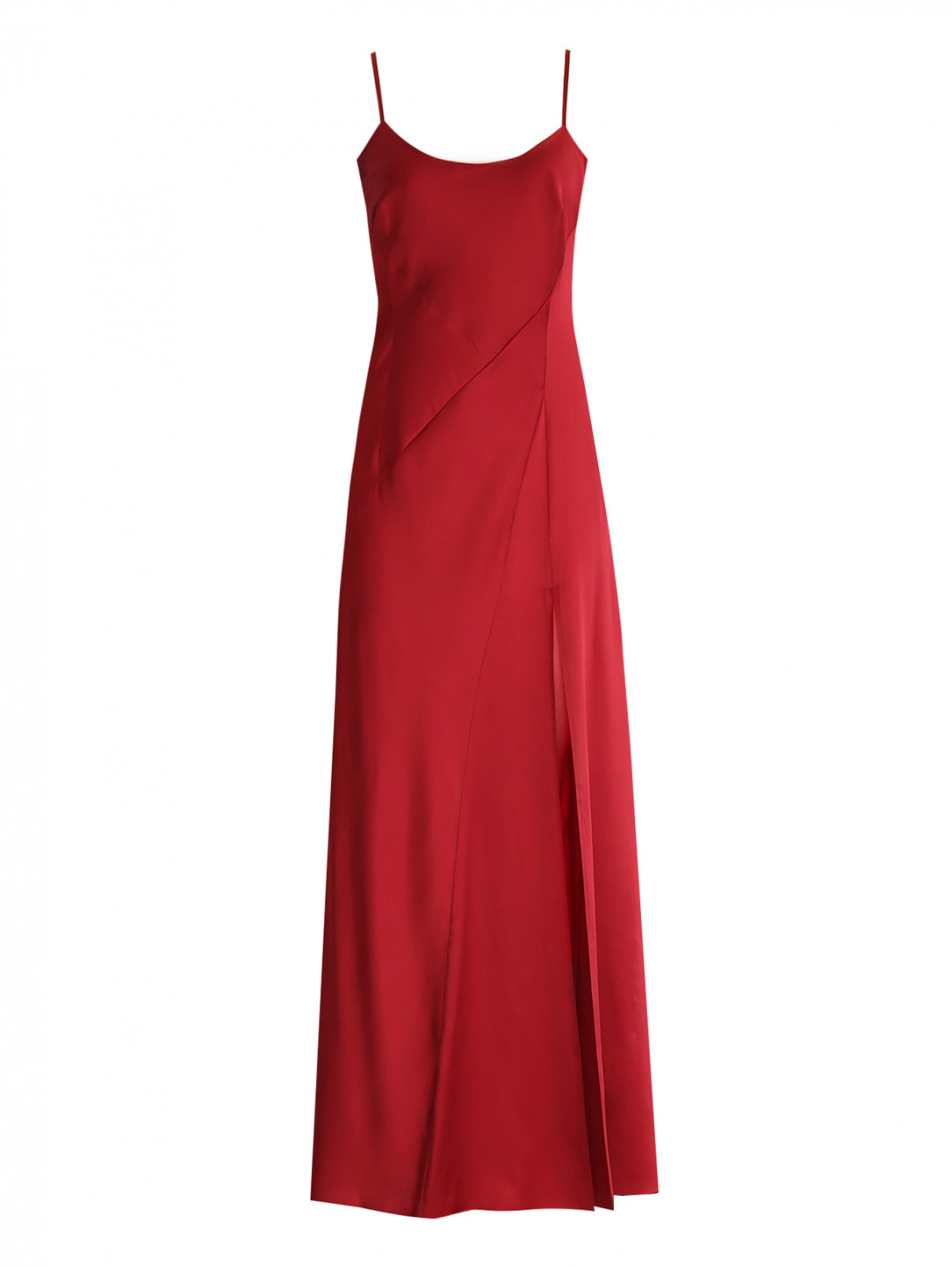 Платье из шелка на бретелях A La Russe  –  Общий вид  – Цвет:  Красный