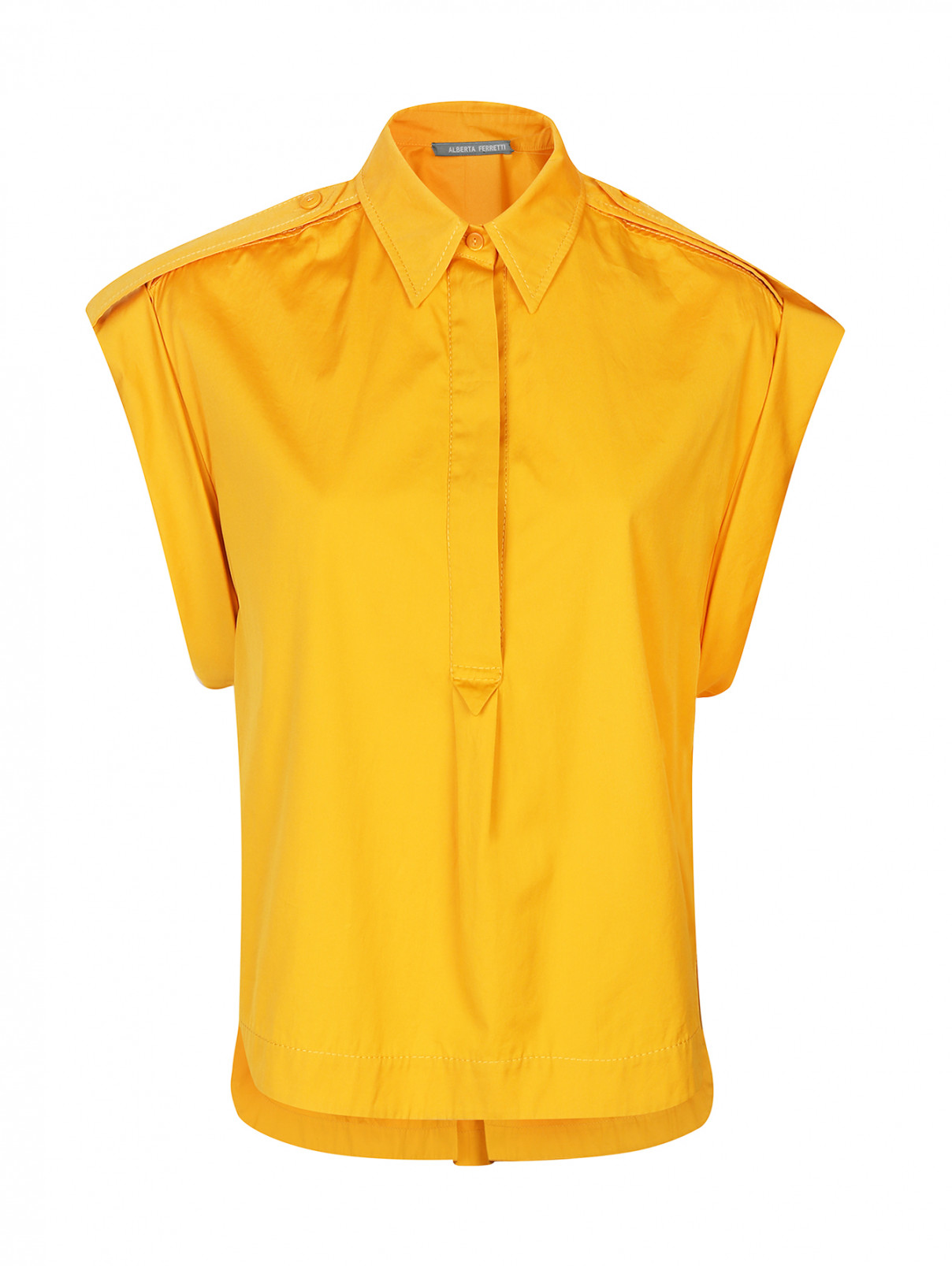 Блуза из хлопка с короткими рукавами Alberta Ferretti  –  Общий вид  – Цвет:  Желтый